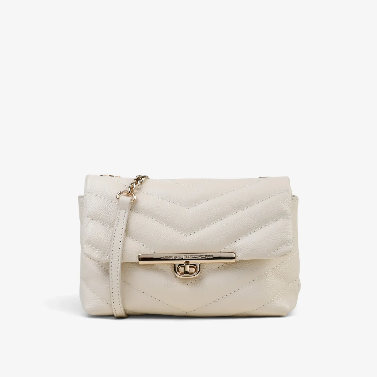 Bolsa Transversal Mercedes Off White Algodão Matelassê Couro — imagem 1