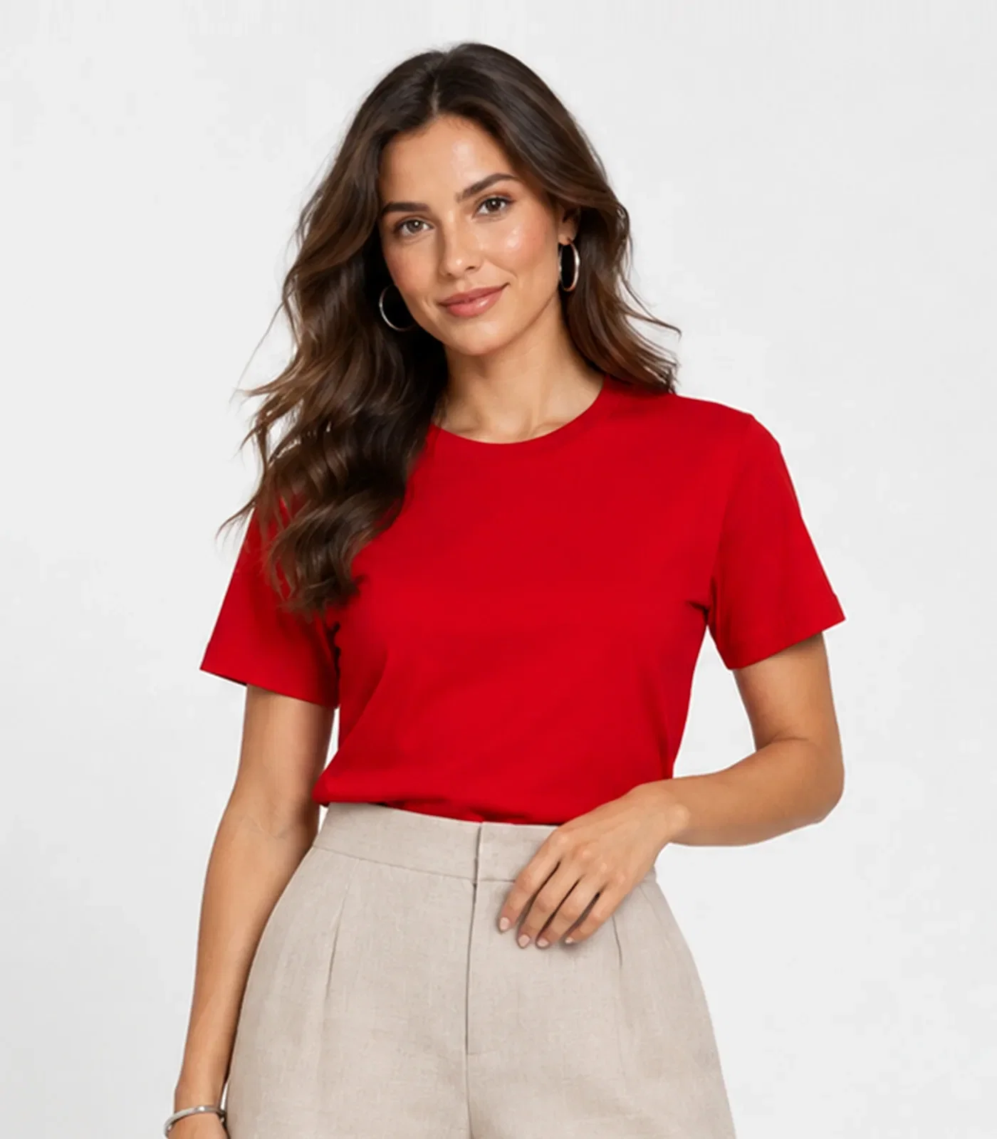 Camiseta Feminina Manga Curta Básica Infinita Cor Vermelho