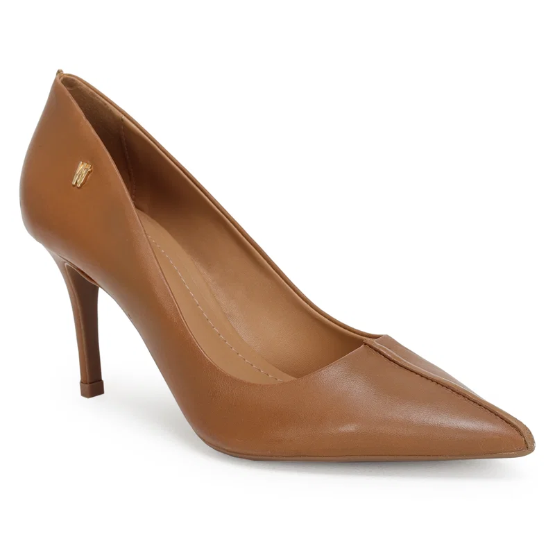 Scarpin Couro Detalhe Costura 8cm