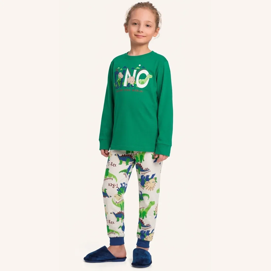 Conjunto pijama blusão e calça em moletom dino — imagem 1