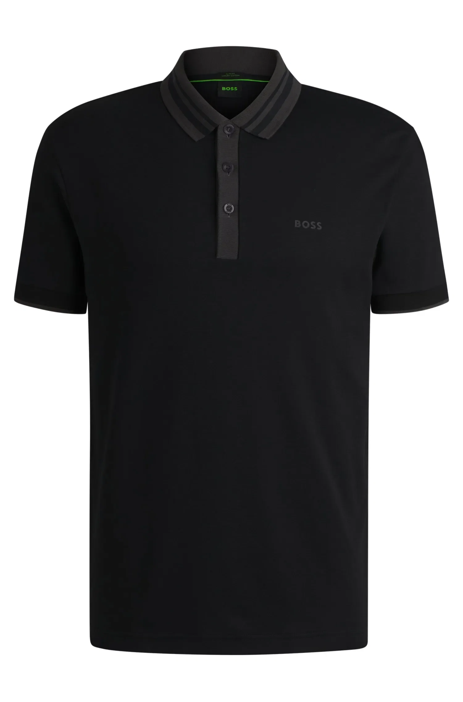 Polo De Algodão Interlock Com Colarinho Listrado
