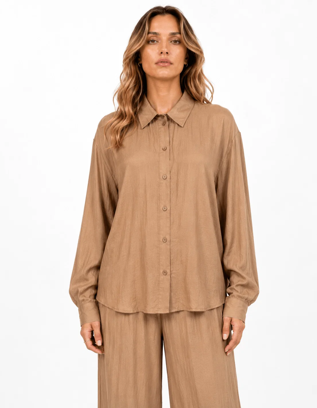 Camisa Ampla Botões - Bege