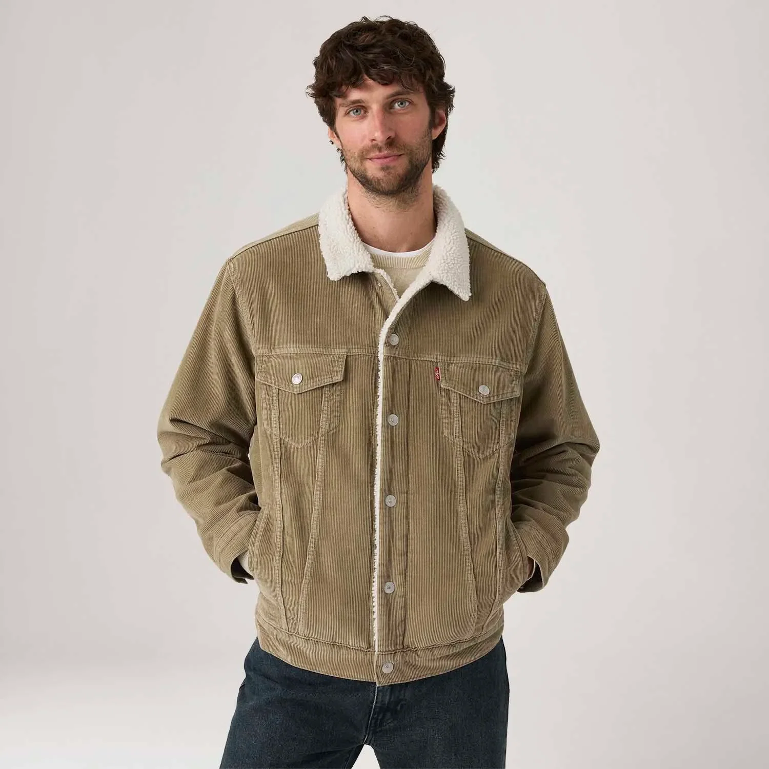 Jaqueta Jeans Levi's® Trucker Relaxed Sherpa Marrom — imagem 1