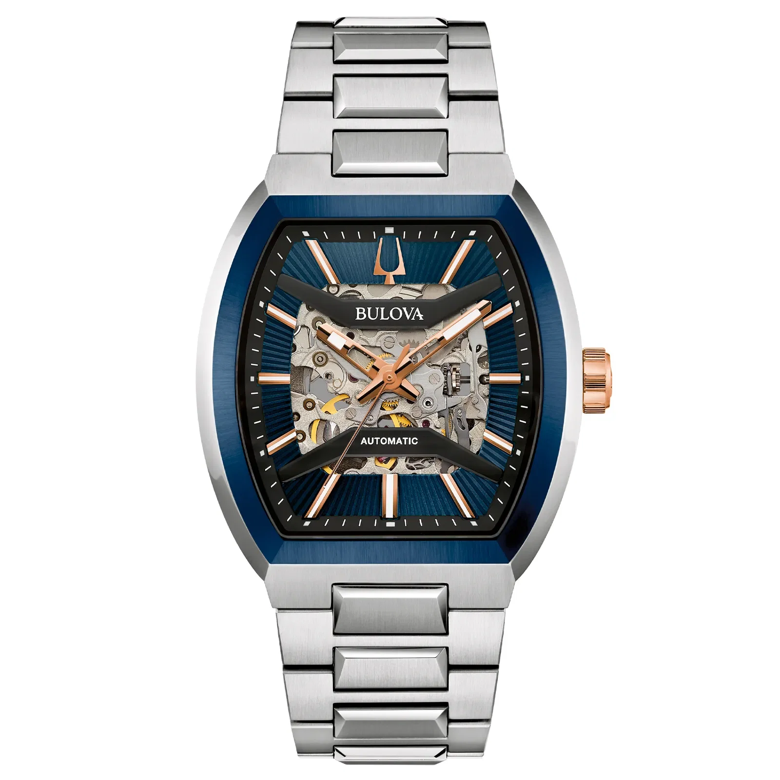 Relógio Bulova Maquina Automático Masculino em Aço Prateado 98A319