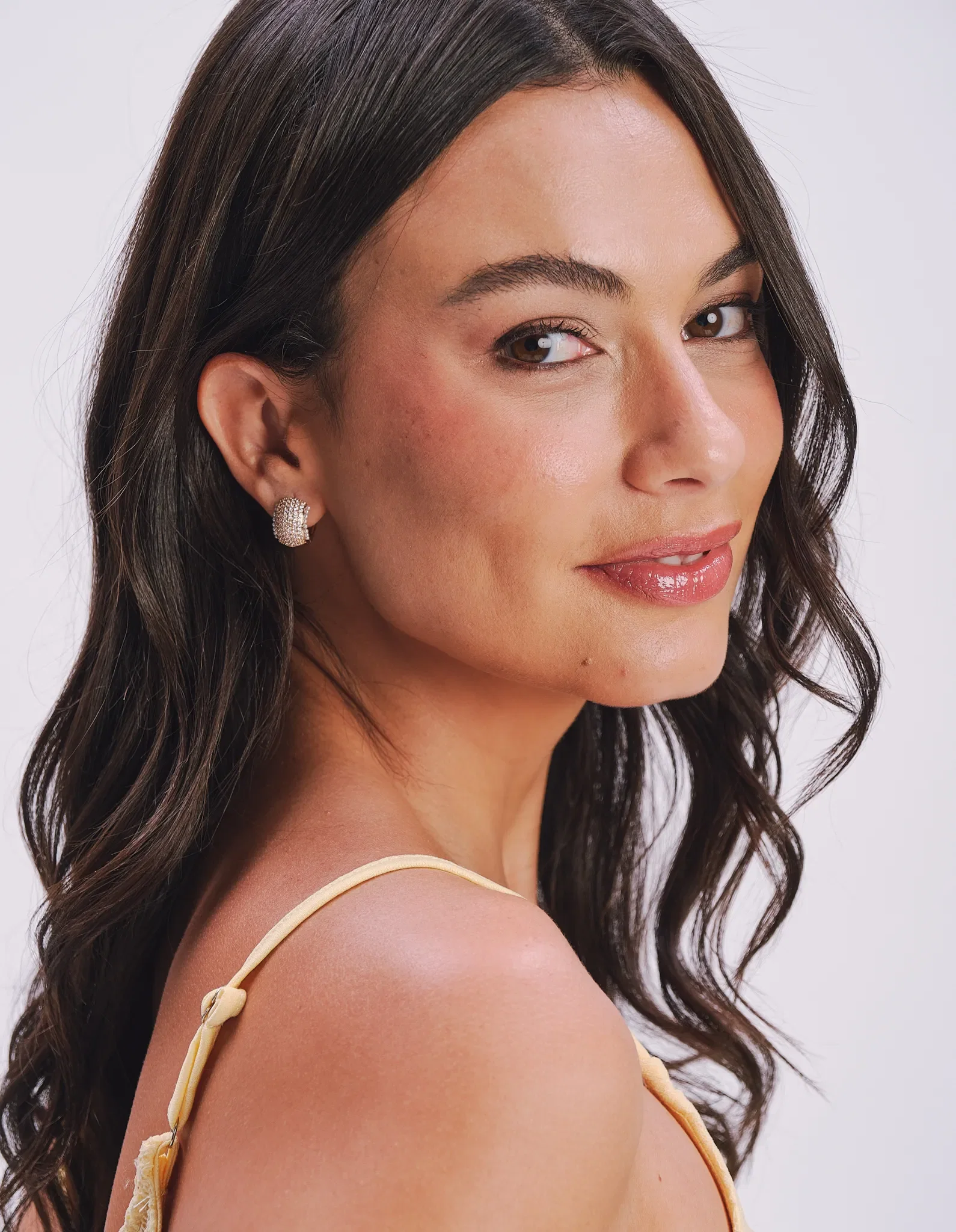 Brinco Argola Mini Strass Multi - Dourado