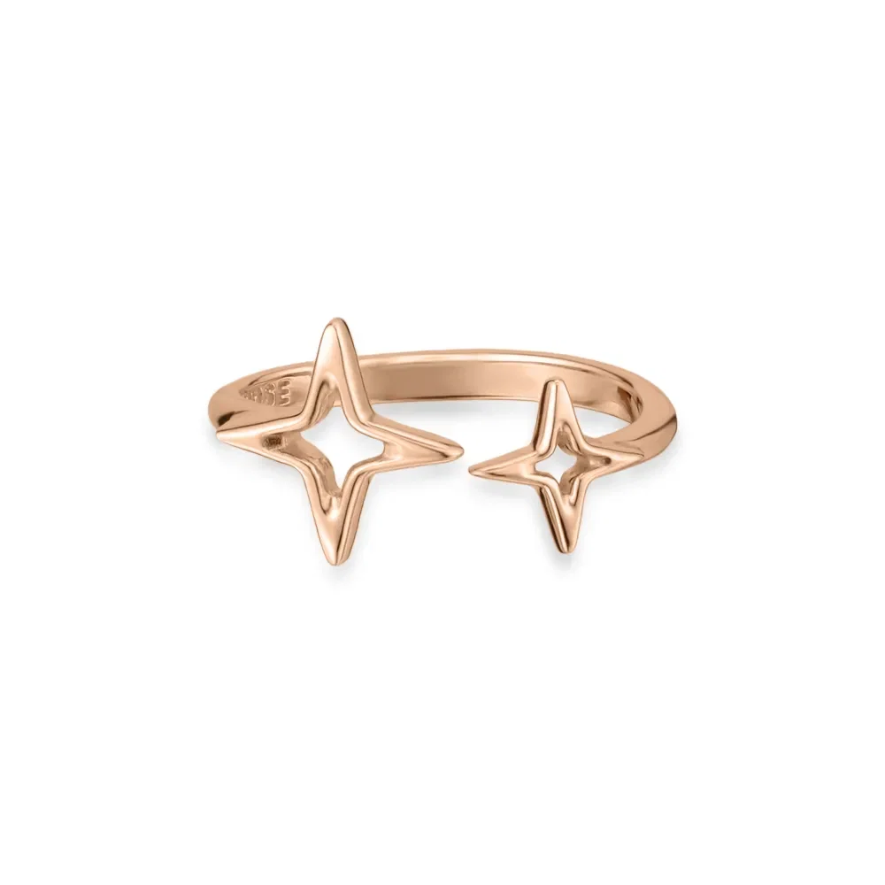 Anel Life Stars Aberto Duplo em Liga Rosé com Banho de Ouro Rosé 18k — imagem 1