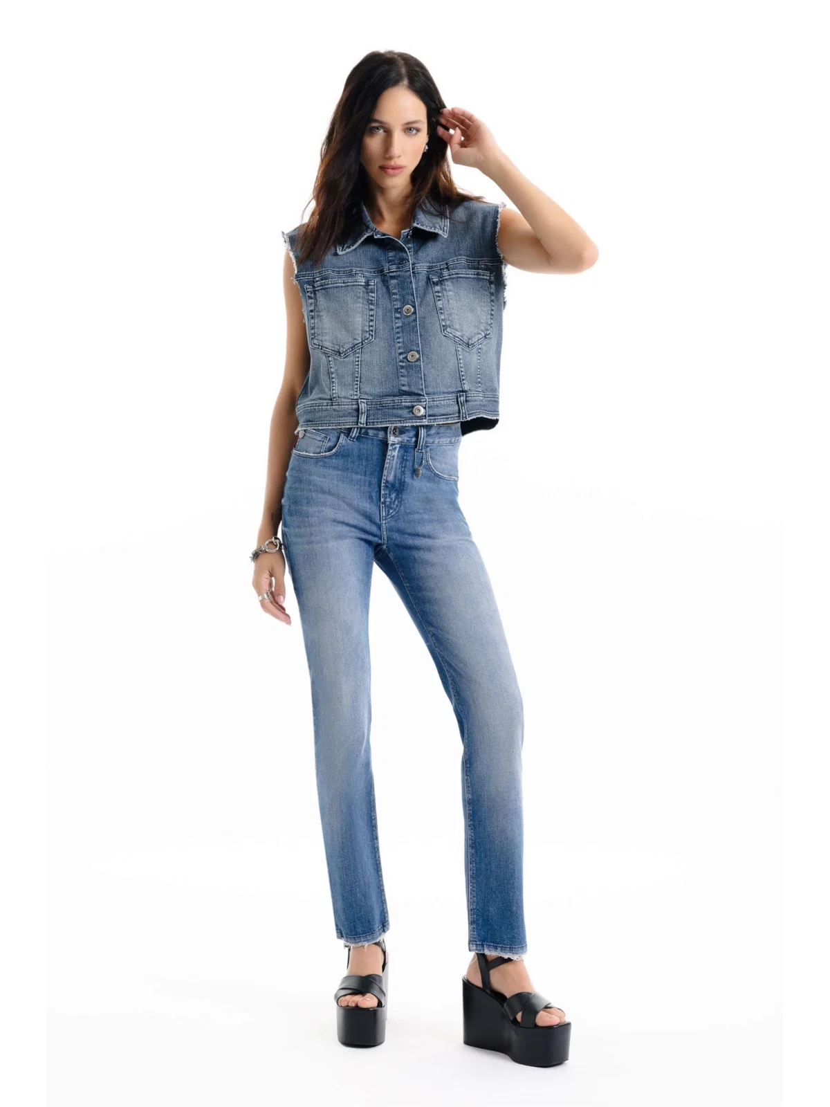 Calça Heaven Blue Elastic Slim 2072-Lav.Claro C/ Grampos — imagem 1