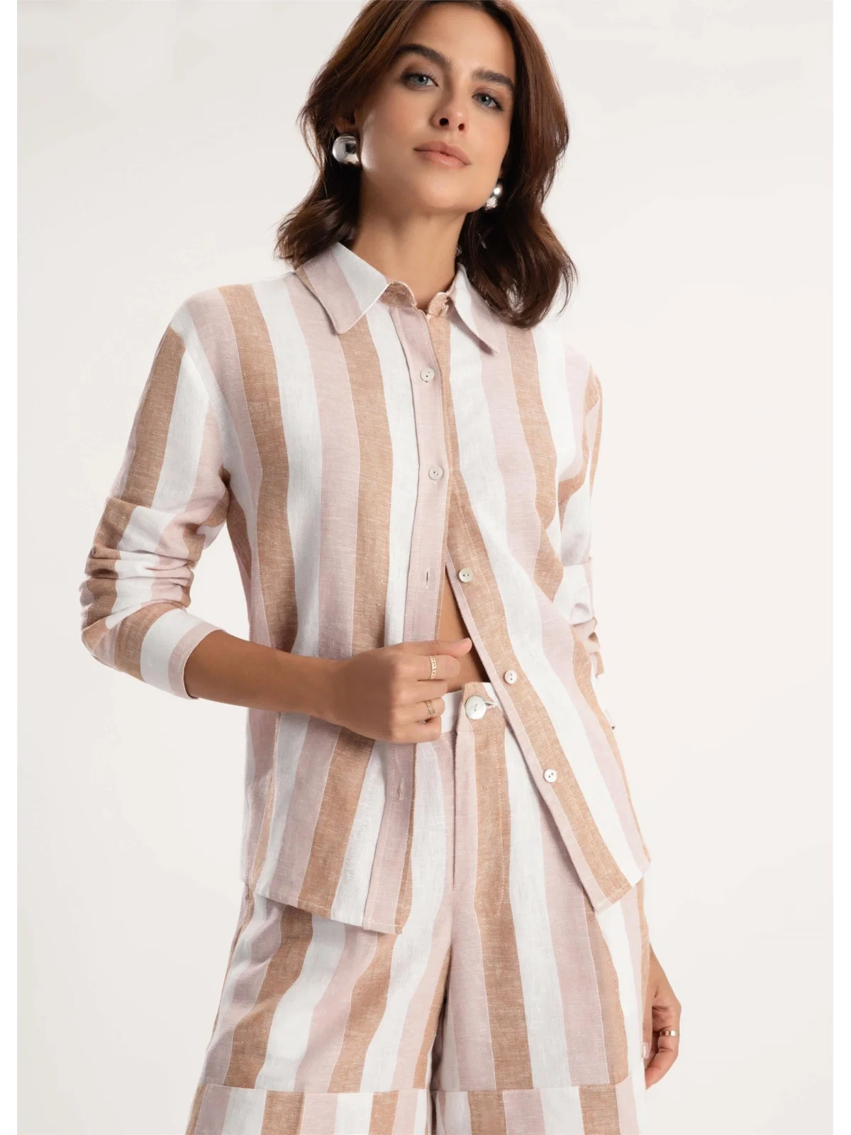 Camisa Linho Nilo Craft Rosa