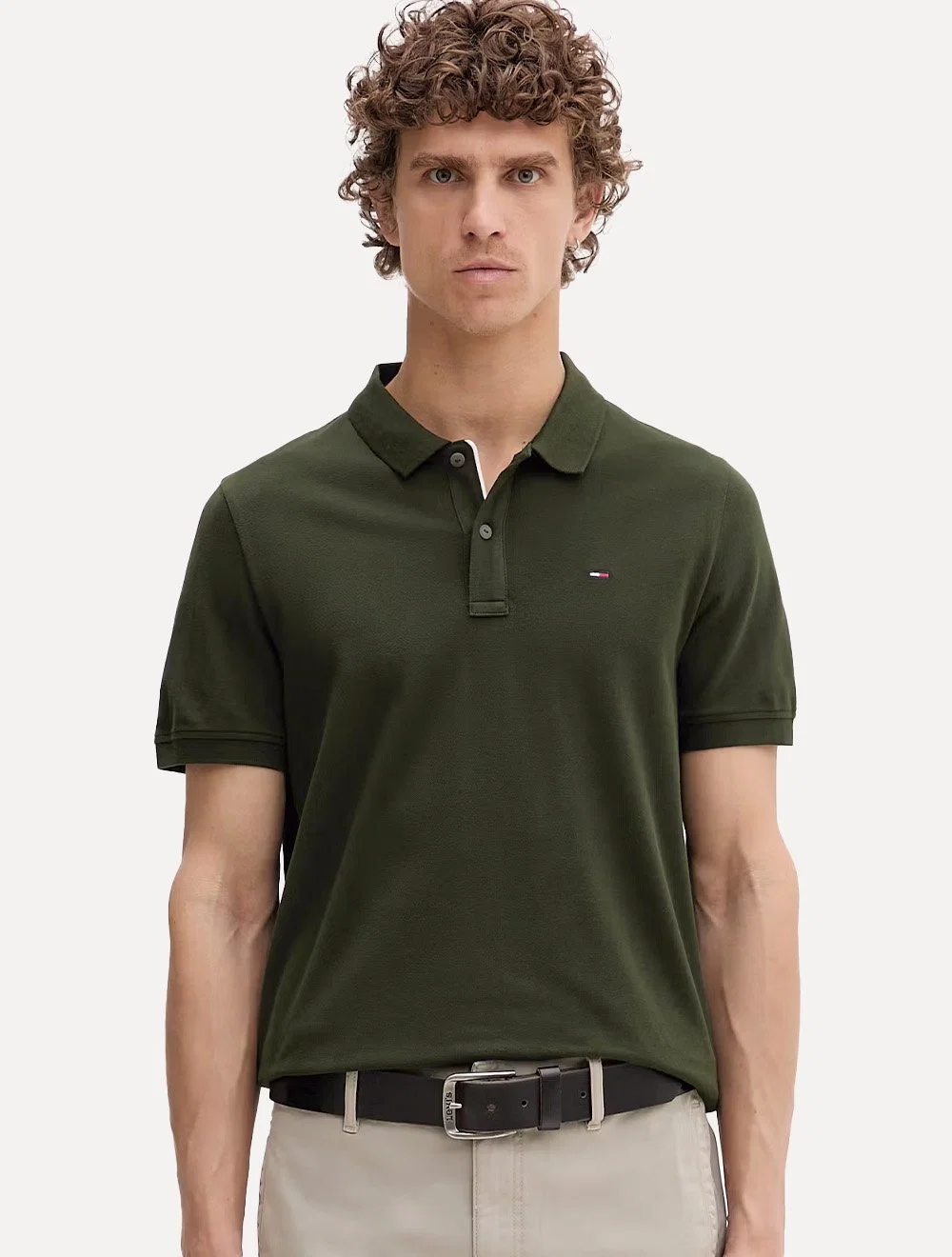 Camisa Polo Tommy Hilfiger Masculina Piquet Regular Placket Verde — imagem 1