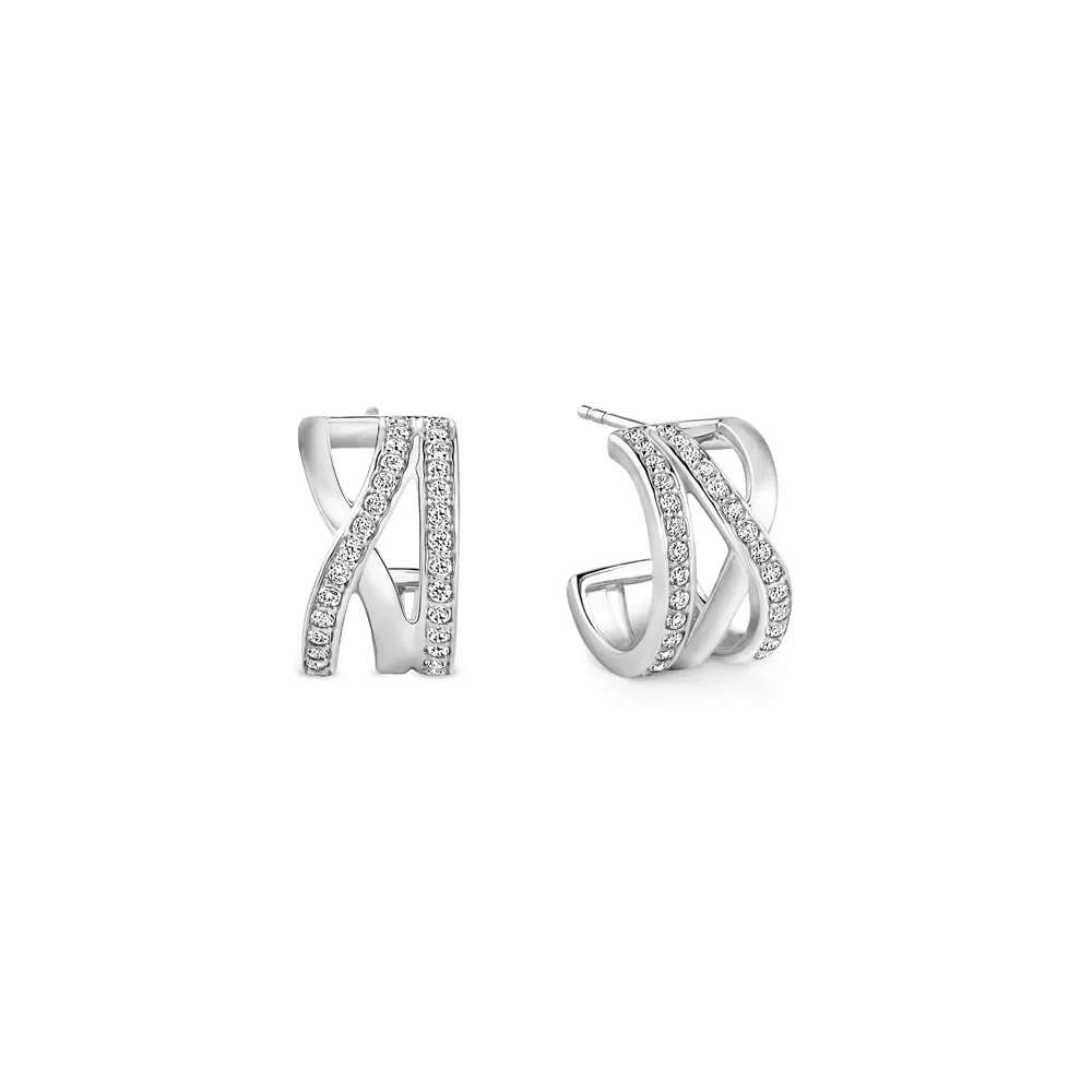 Argola Life Maxi em Prata 925 com Pedras Incolores, 12,5mm