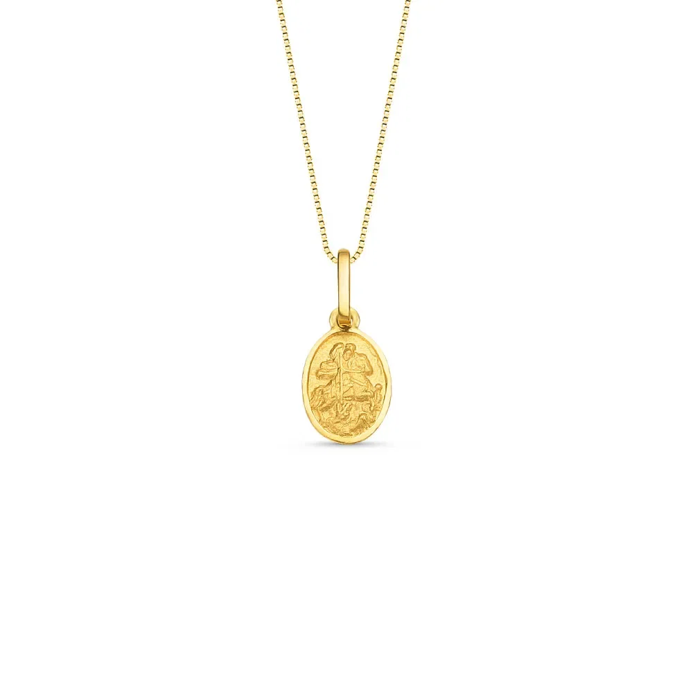 Pingente Medalha São Jorge em Ouro Amarelo 18k, 13mm