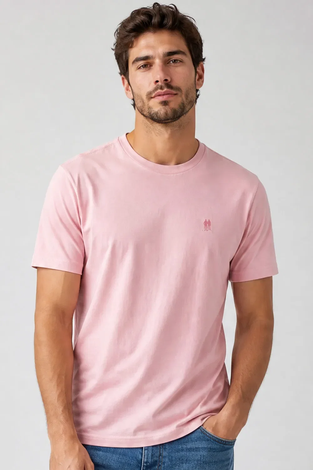 Camiseta Masculina Premium Algodão Polo Wear Rosa Claro