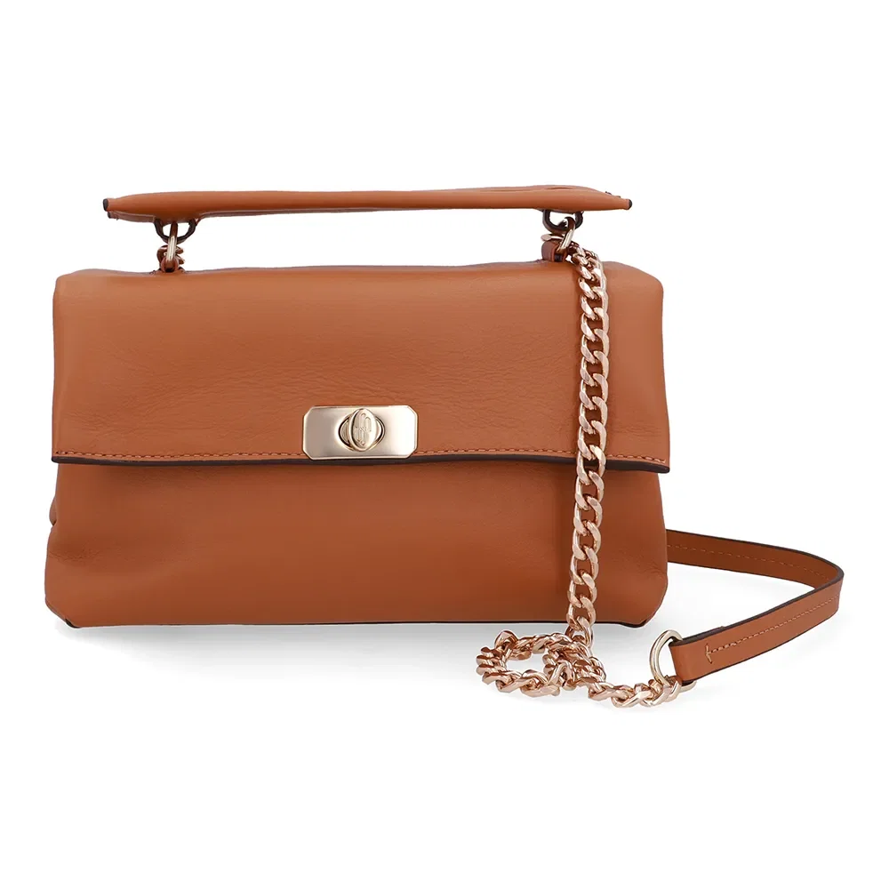 Bolsa Tote Couro Marrom Torniquete