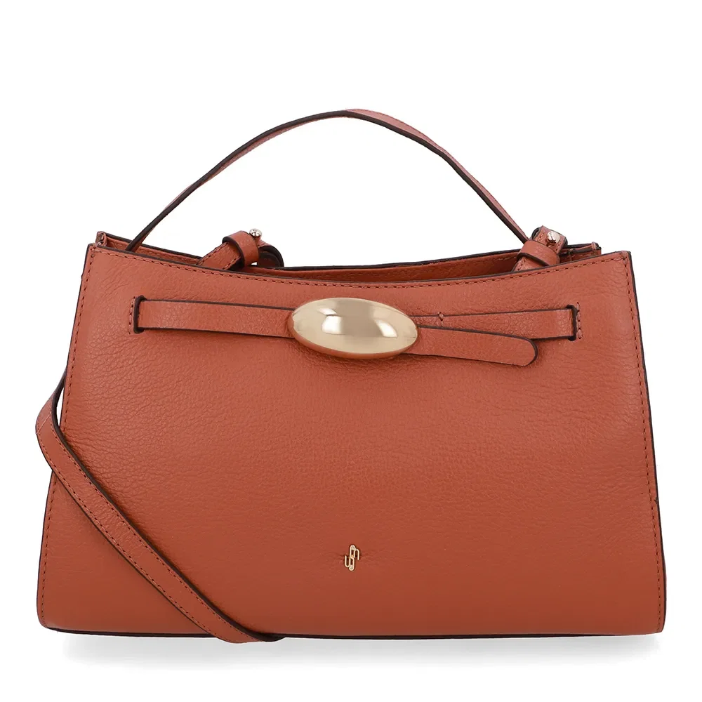 Bolsa Tote Couro Marrom Enfeite