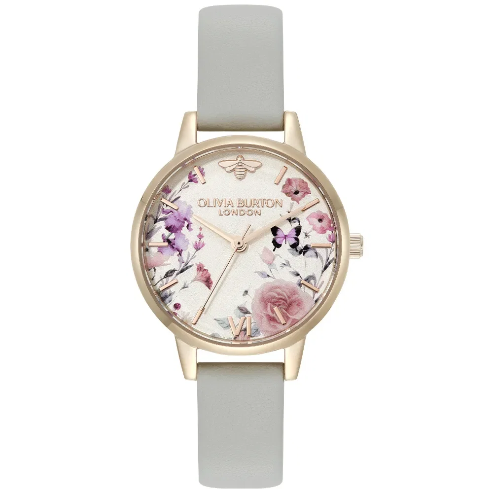 Relógio Olivia Burton Feminino Illustrated Floral em Couro Cinza 24000361 — imagem 1