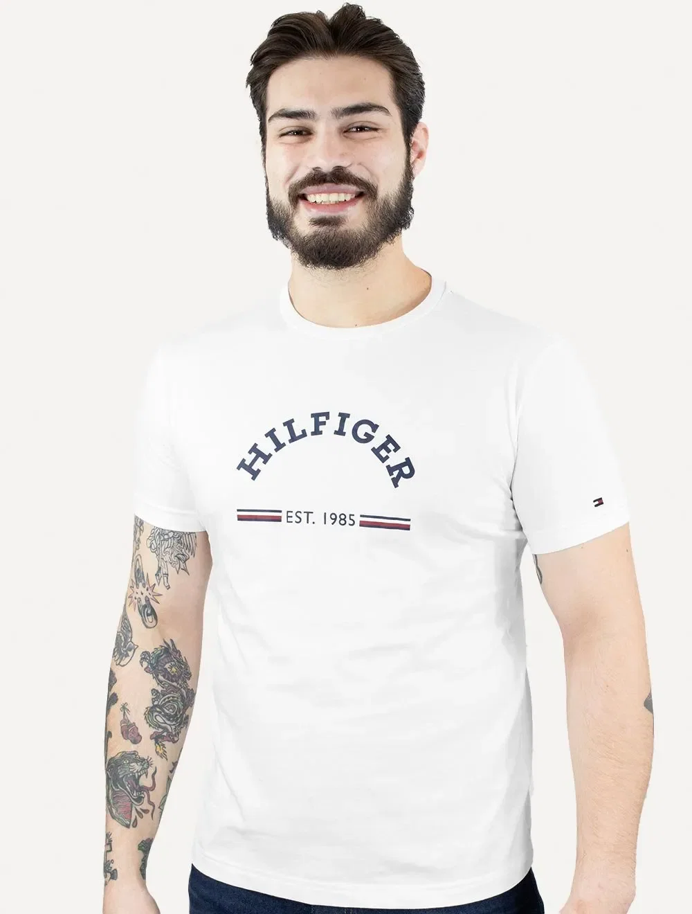 Camiseta Tommy Hilfiger Masculina Arch American Branca