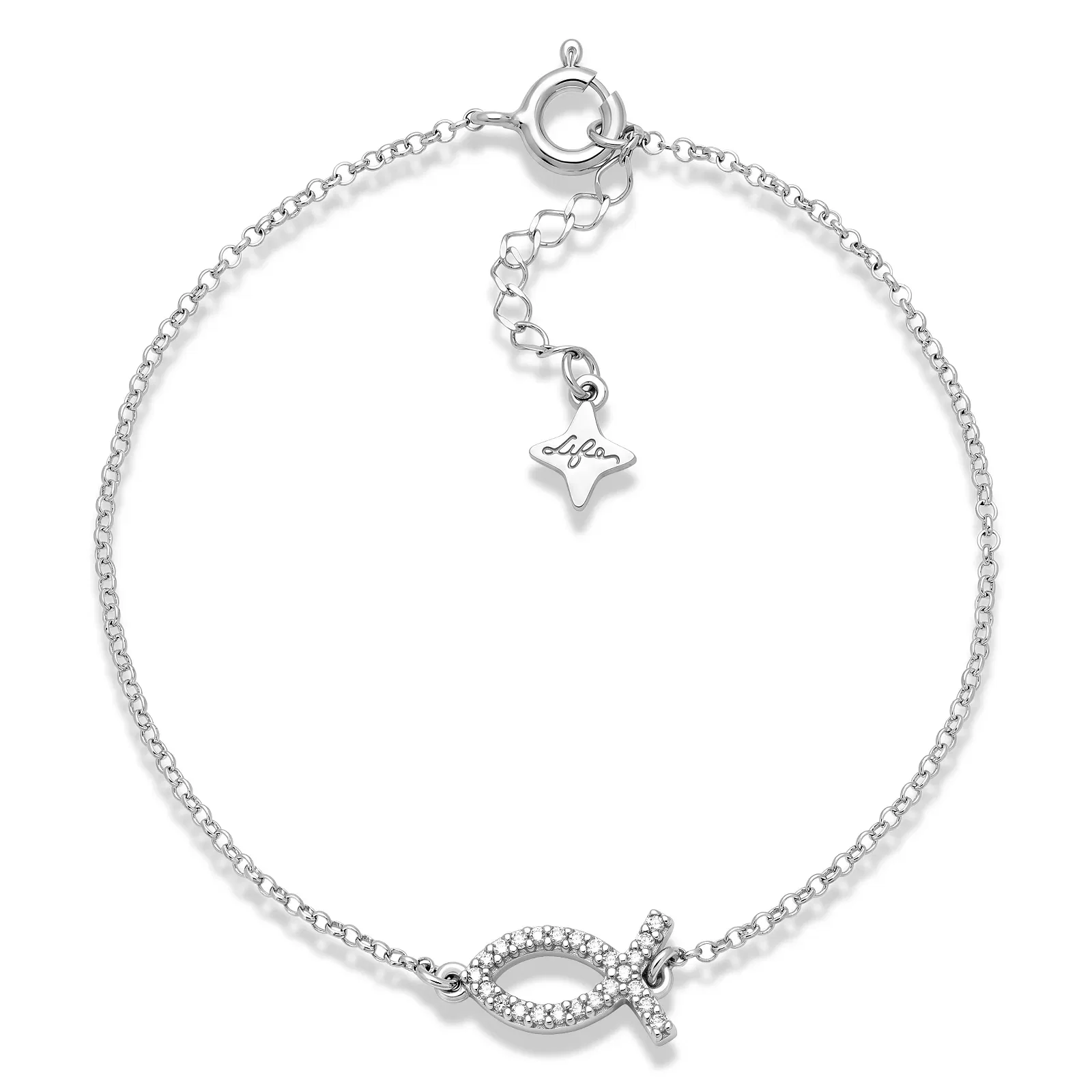 Pulseira Life Peixe em Prata 925 com Zircônia Incolor — imagem 1