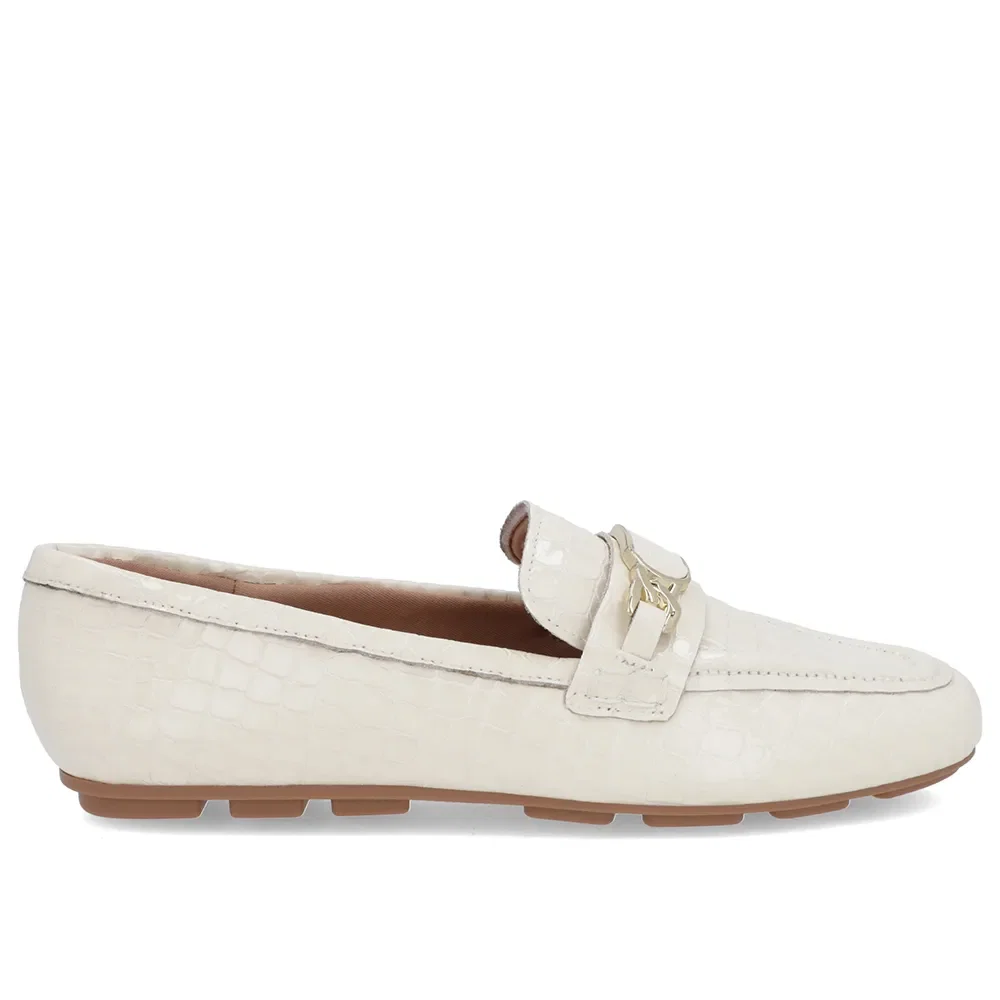 Loafer Branco Marfim Couro Croco Bridão — imagem 1