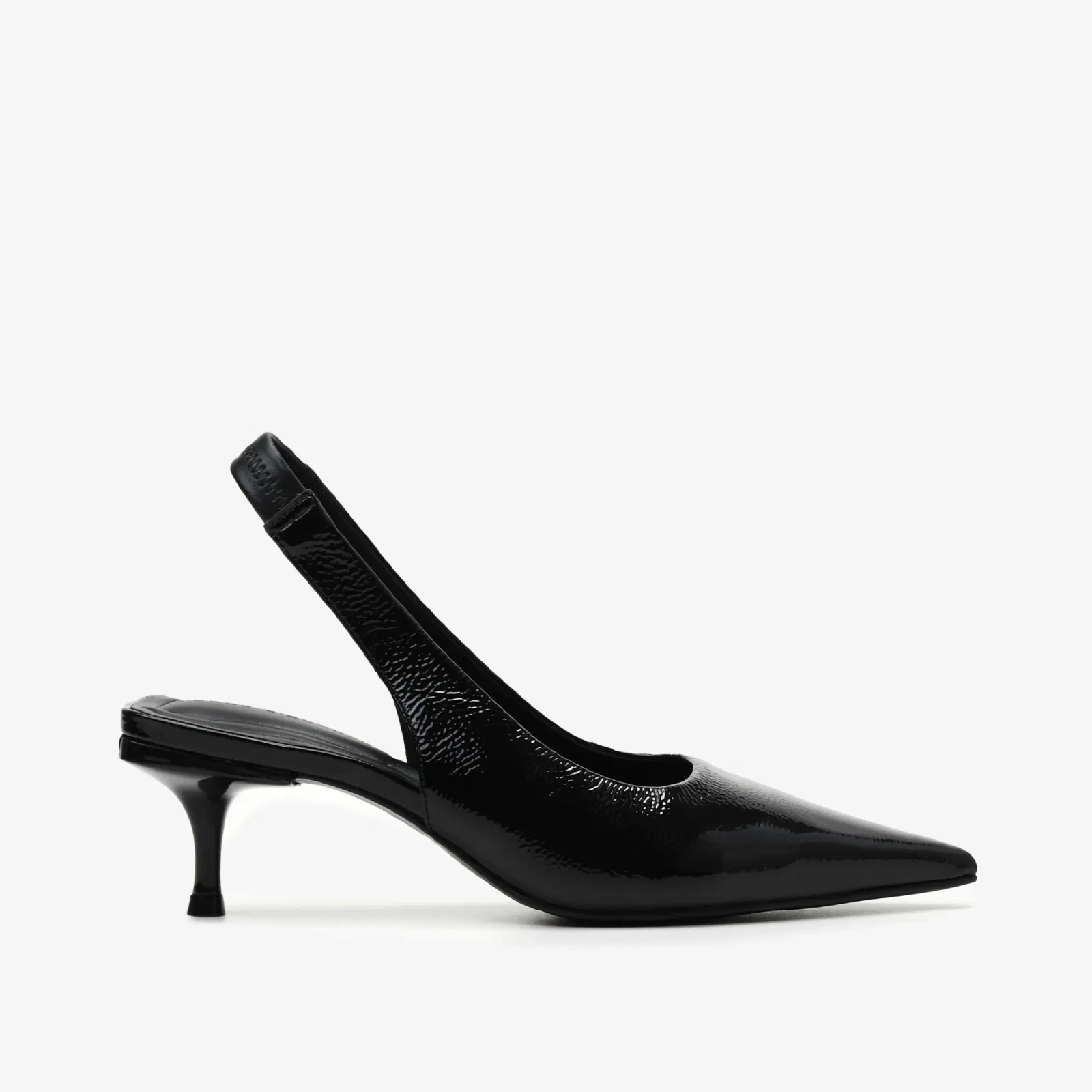 Slingback Preto Couro