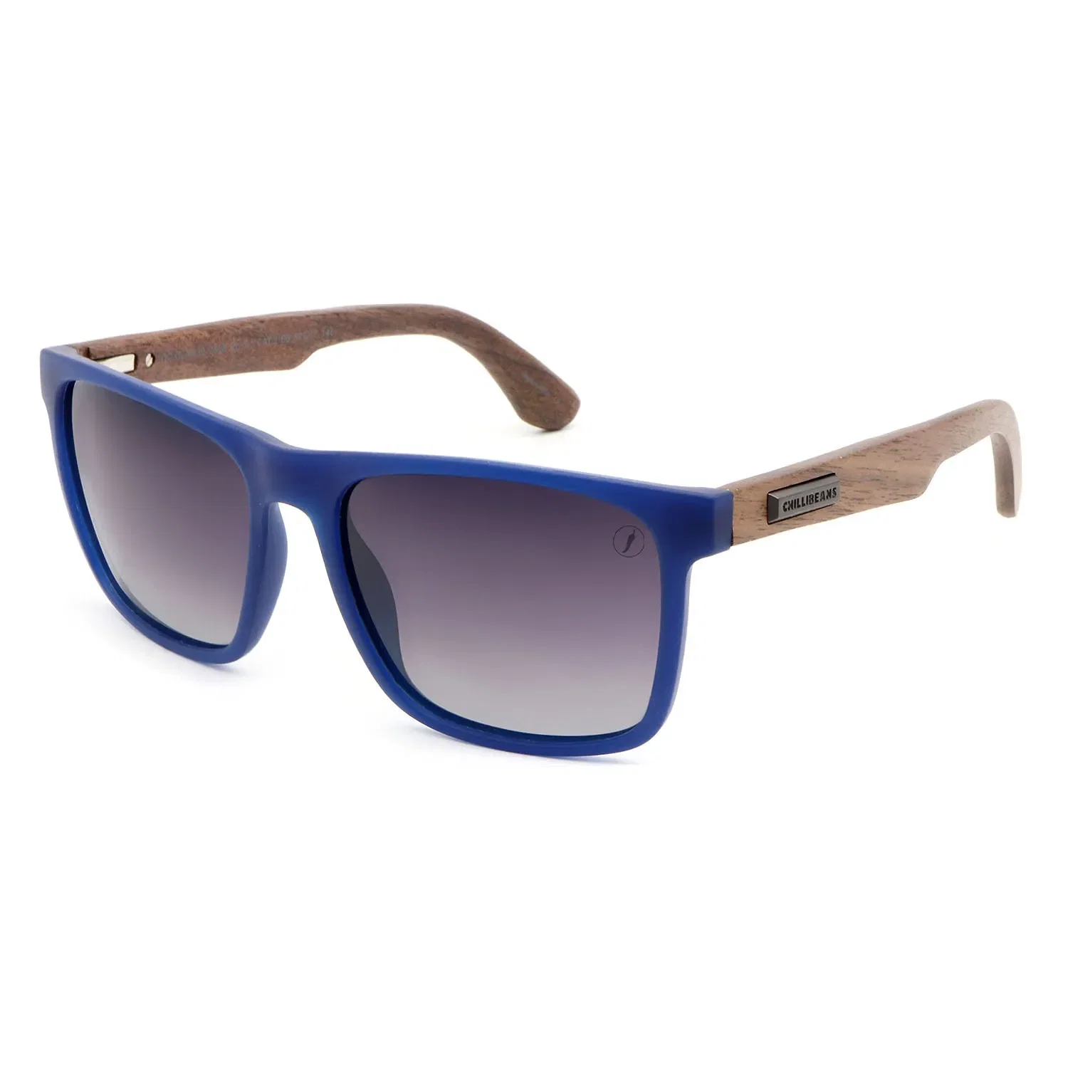 Óculos de Sol Masculino Chilli Beans Quadrado Madeira Polarizado Degradê Azul — imagem 1