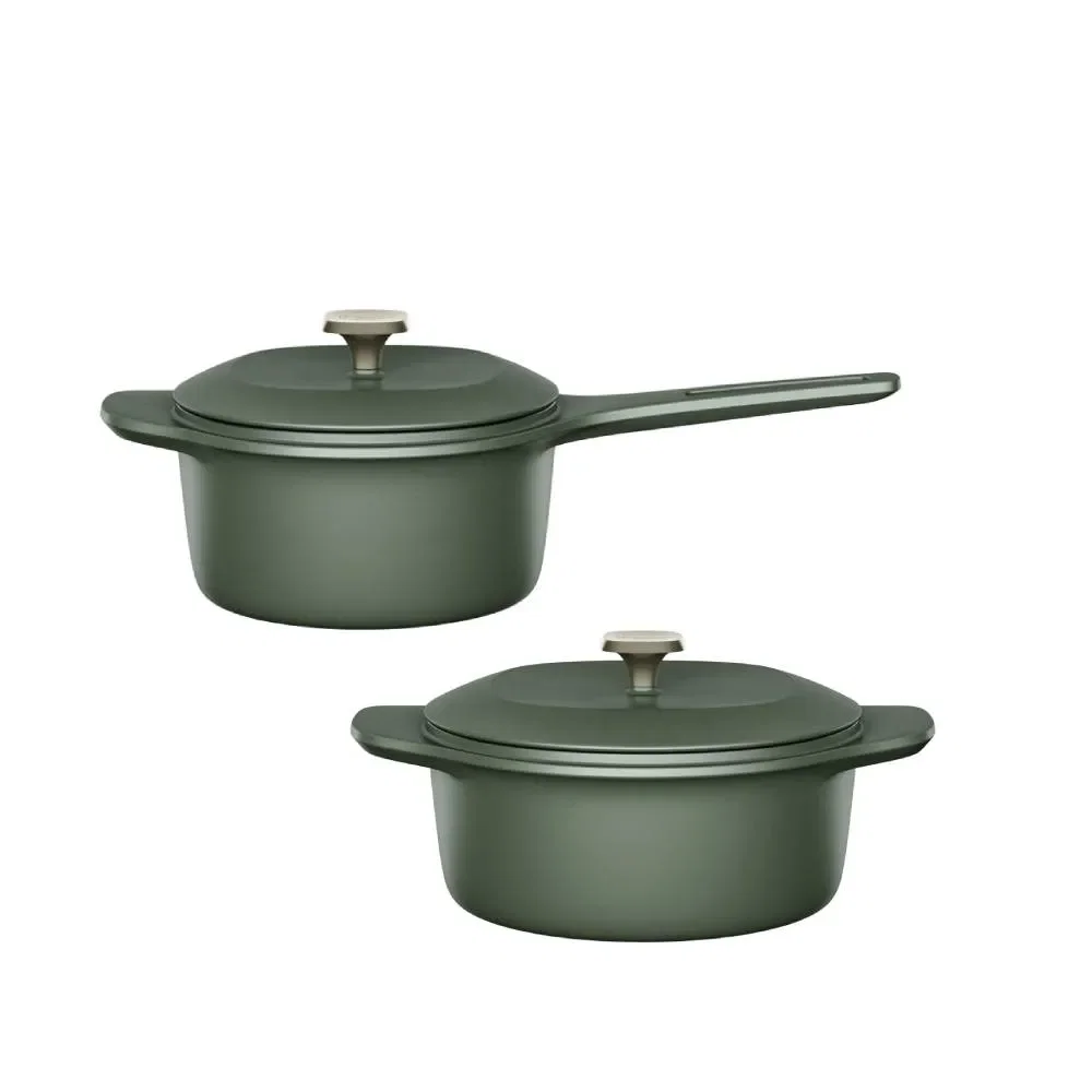 Kit Panela de Ferro Fundido Esmaltado Molheira 20cm Temperos + Panela de Ferro Fundido Esmaltado Caçarola 24cm Electrolux Verde Linha 100 Anos Celebre — imagem 1