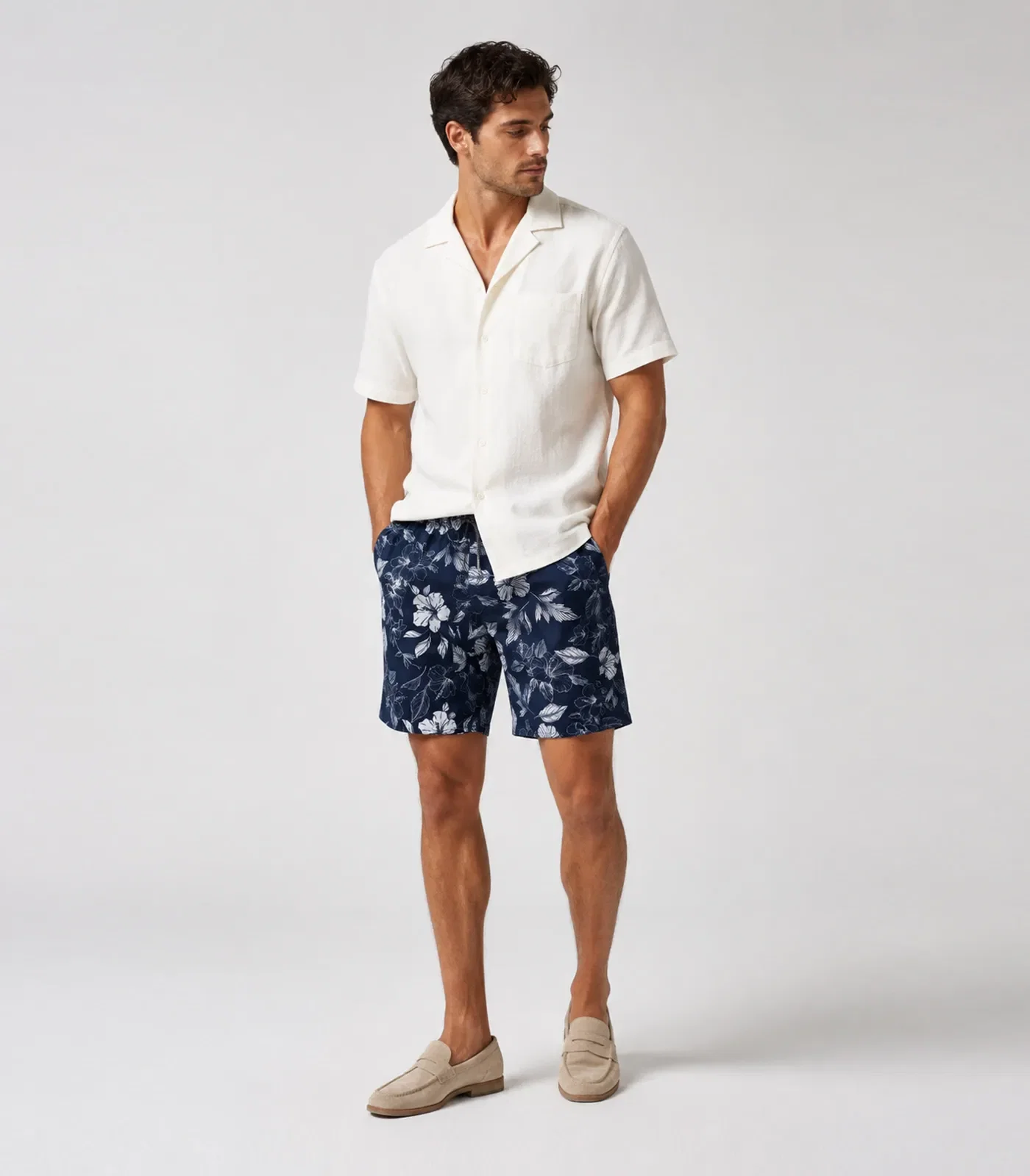 Bermuda Masculina Estampada Tactel Força Do Mar Azul