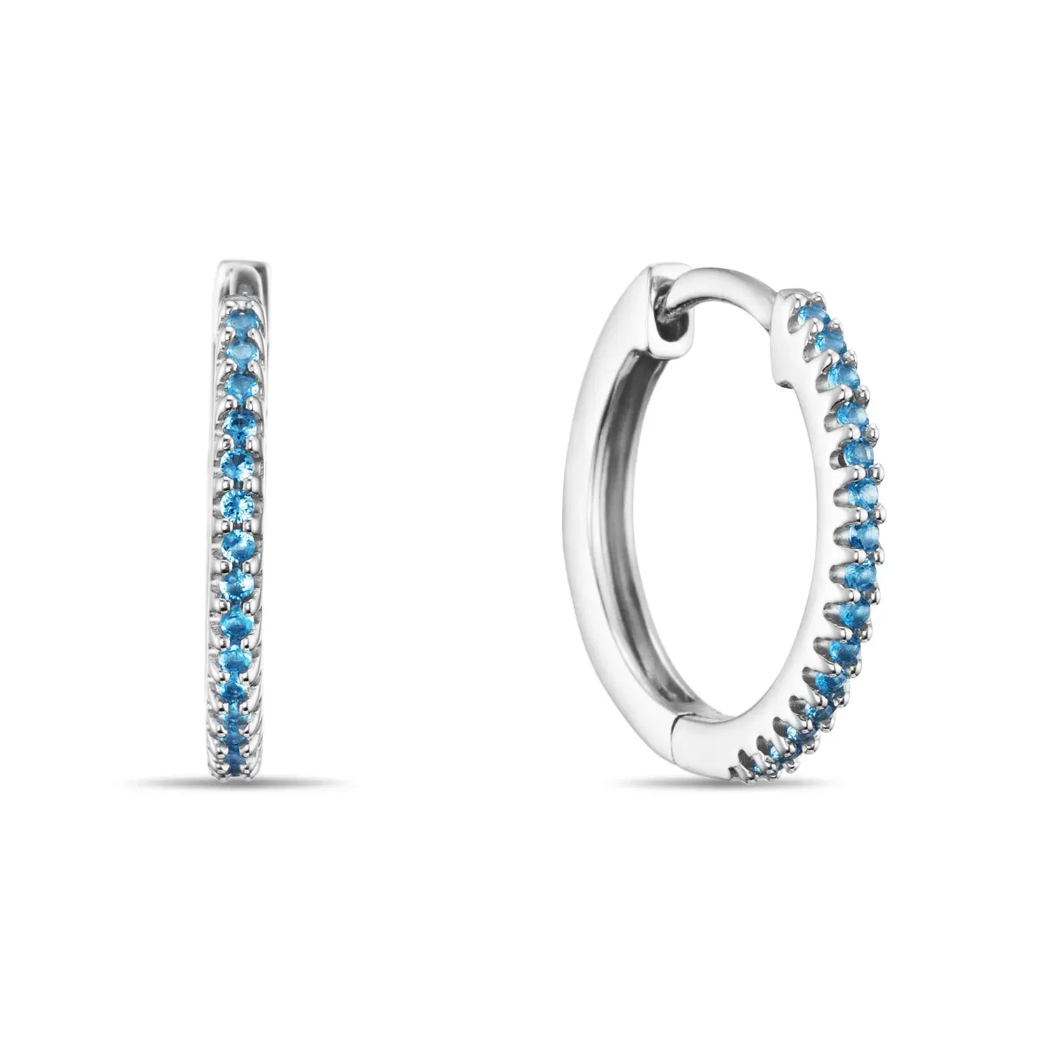 Argola Life Pavê em Prata 925 com Pedras Azuis, 12mm — imagem 1