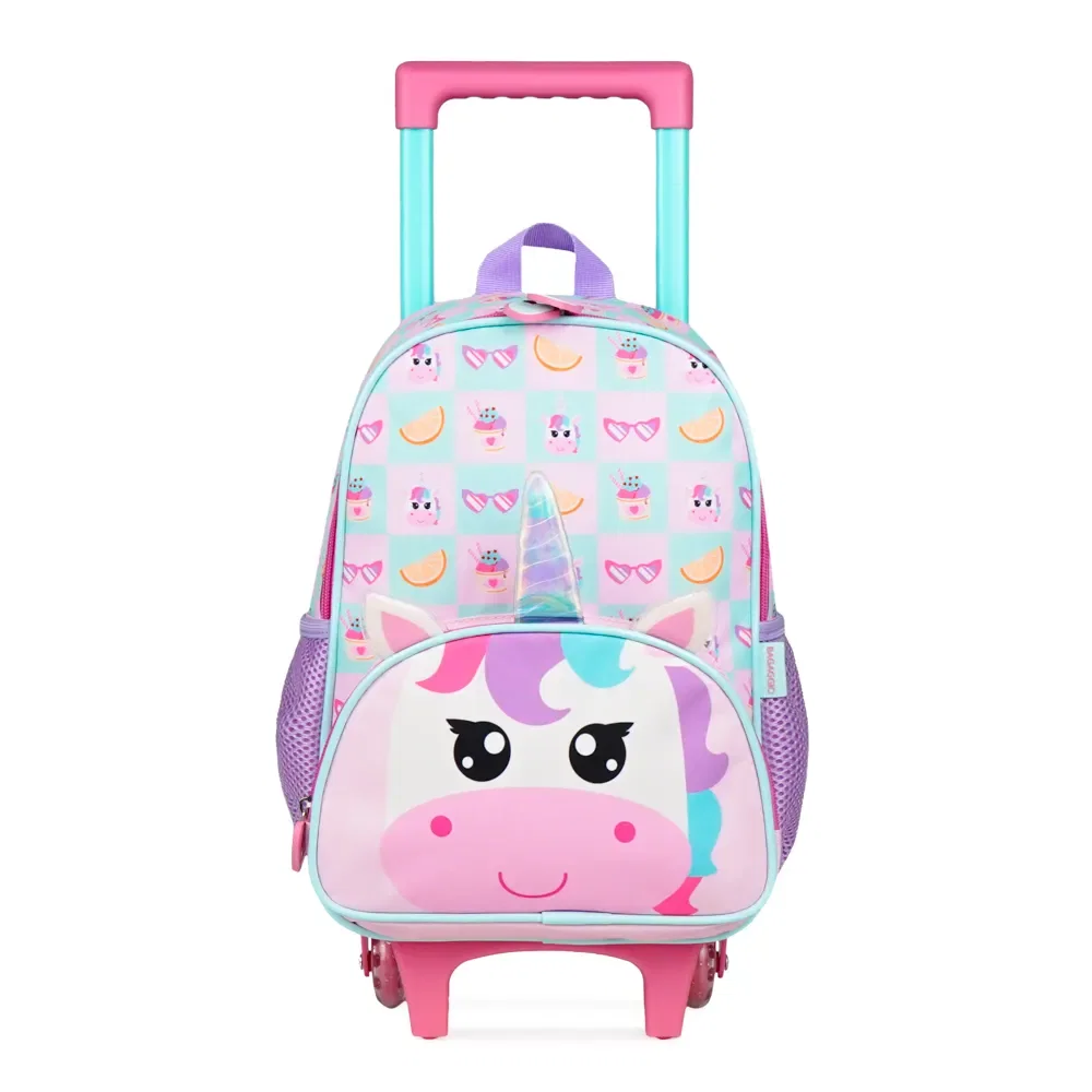 Mochila de Rodinha Pré Escolar Feminina Pets Unicórnio Baby Rosa