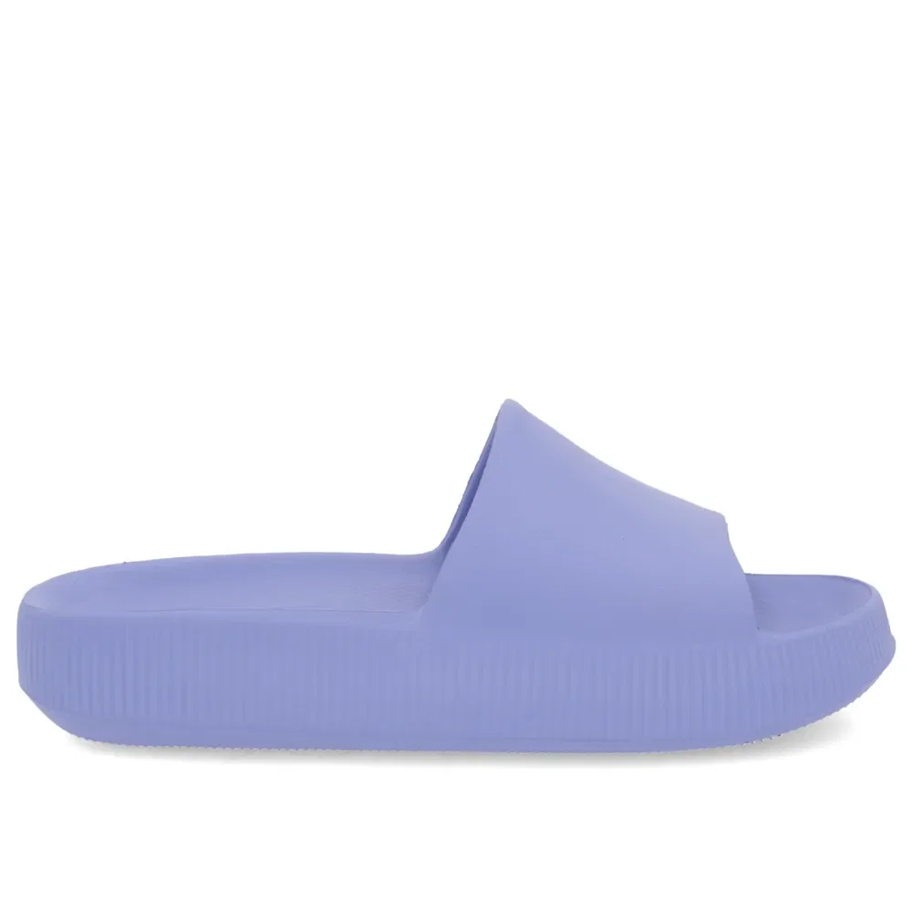Chinelo Slide Azul Poofy Salto Plataforma Eva