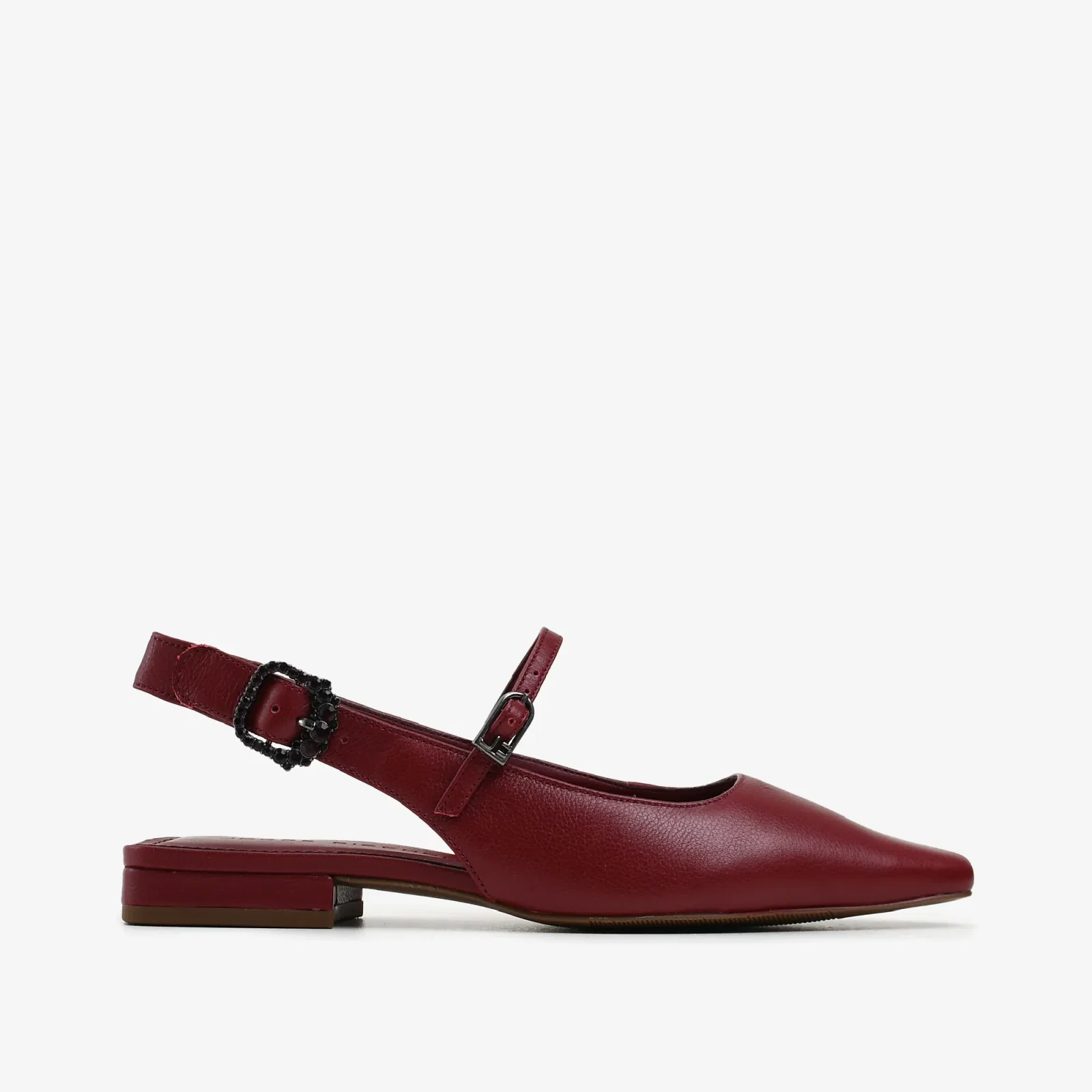 Slingback Vinho Cabernet Couro