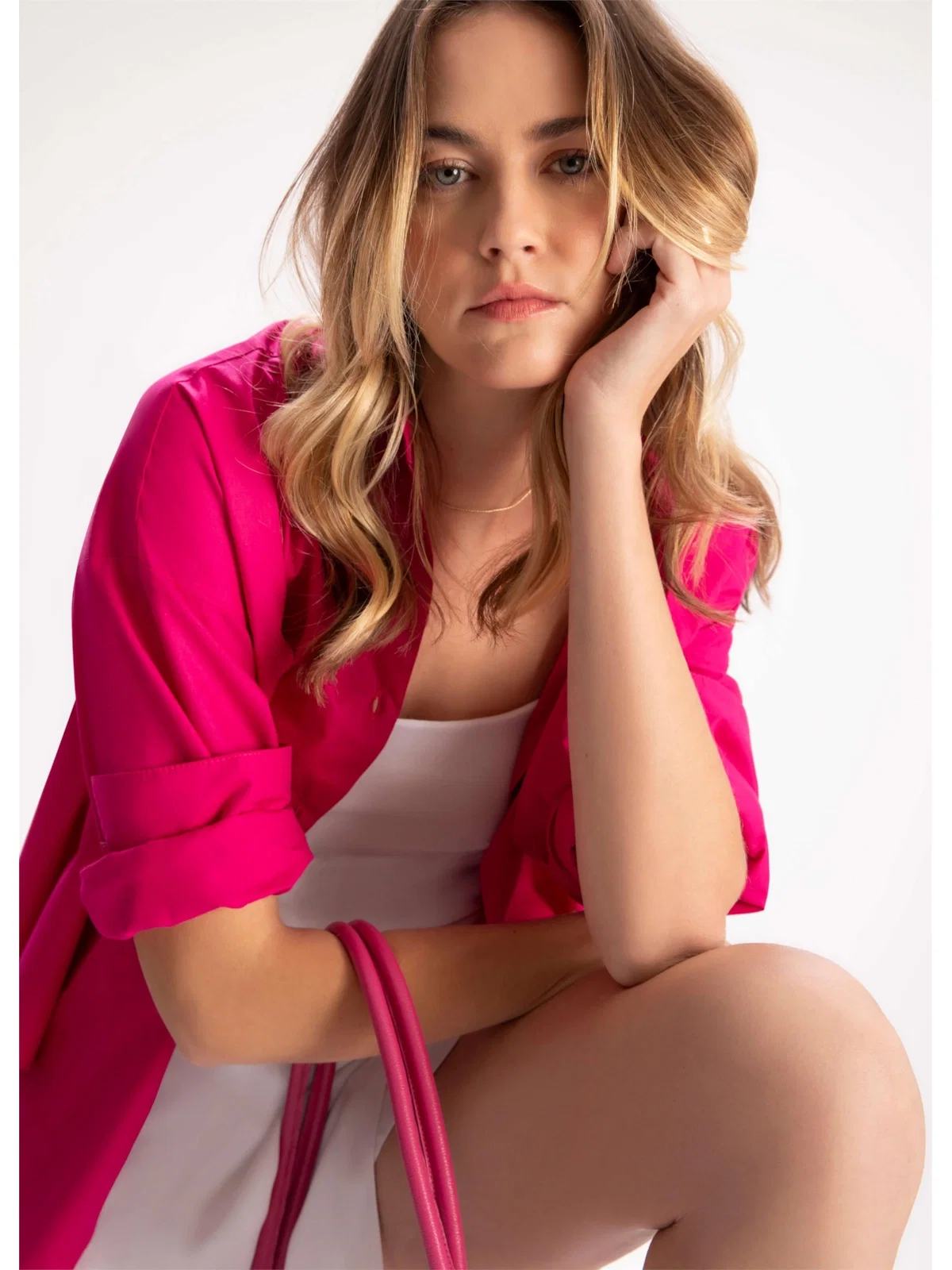 Camisa Tricoline Magenta