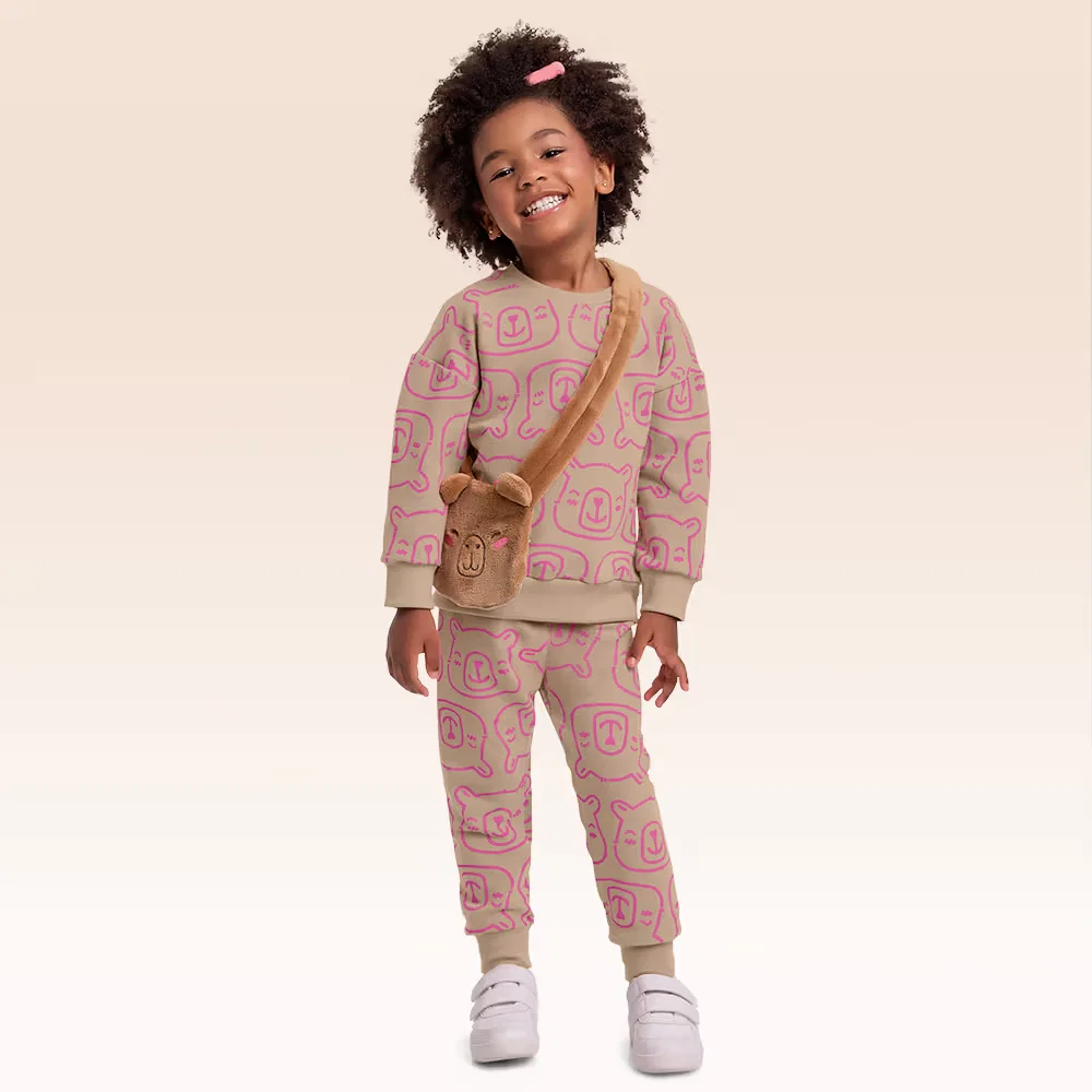 Conjunto blusão e calça em molecotton