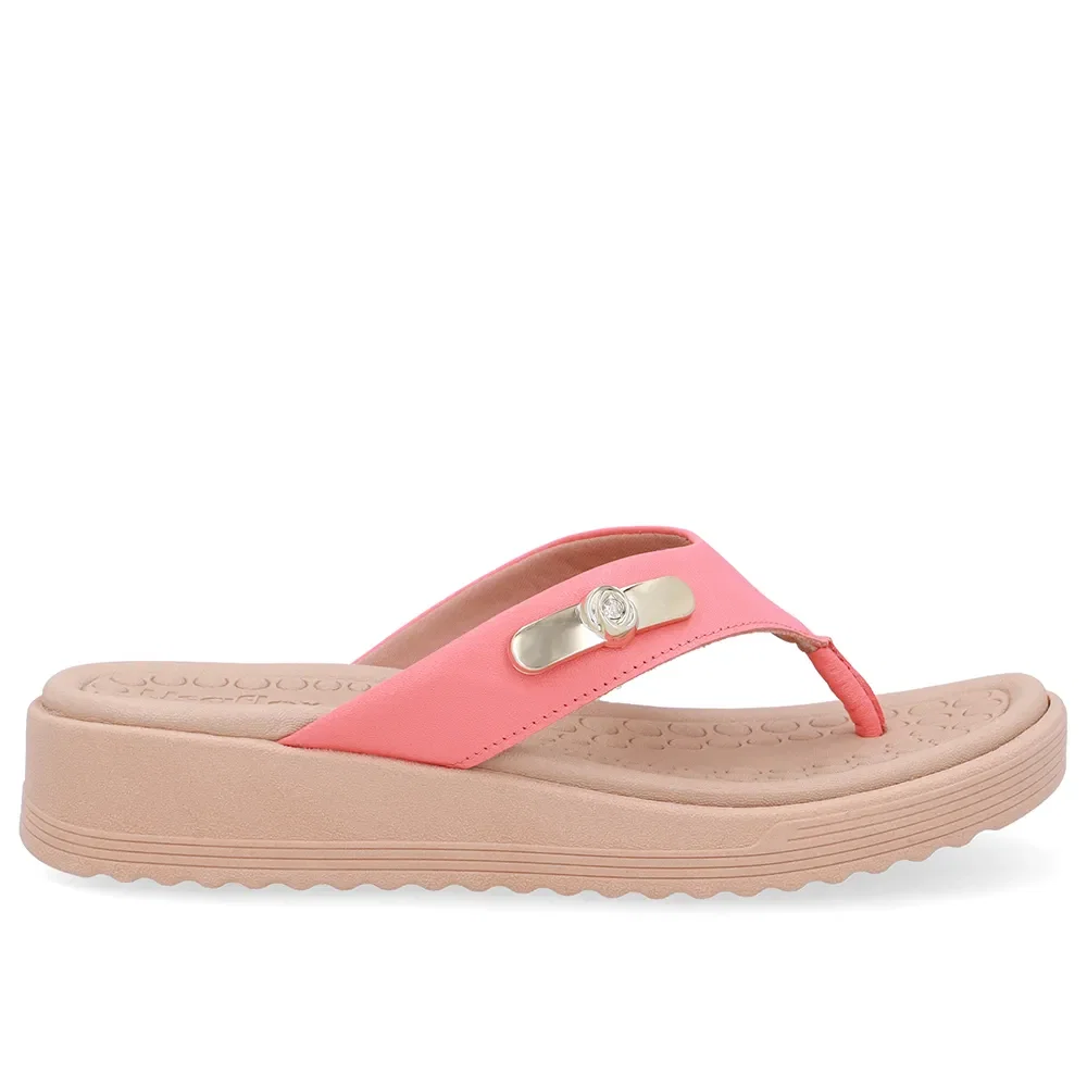 Chinelo Salto Baixo Couro Laranja — imagem 1