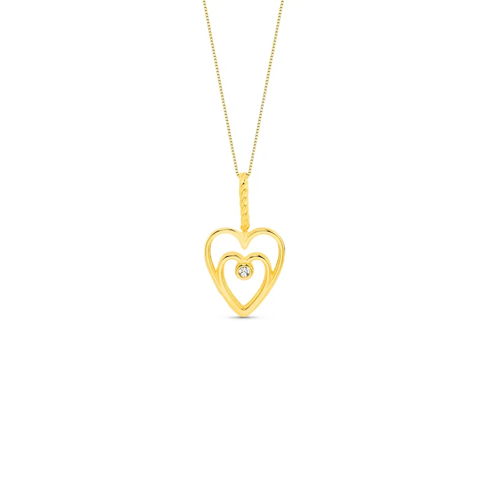 Pingente Lullaby Coração em Ouro Amarelo 18k com Safira Incolor, 17mm — imagem 1
