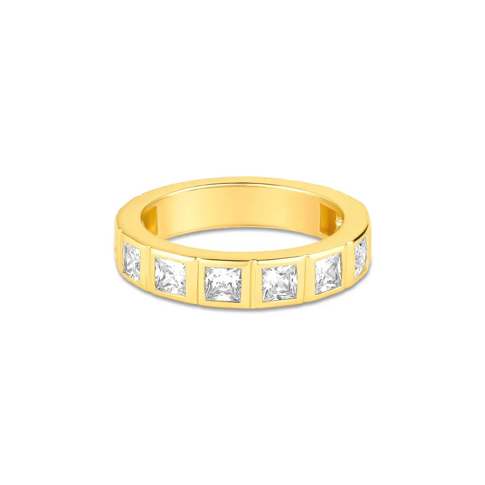 Anel Life em Prata 925 com Banho de Ouro Amarelo 18k e Pedras Incolores