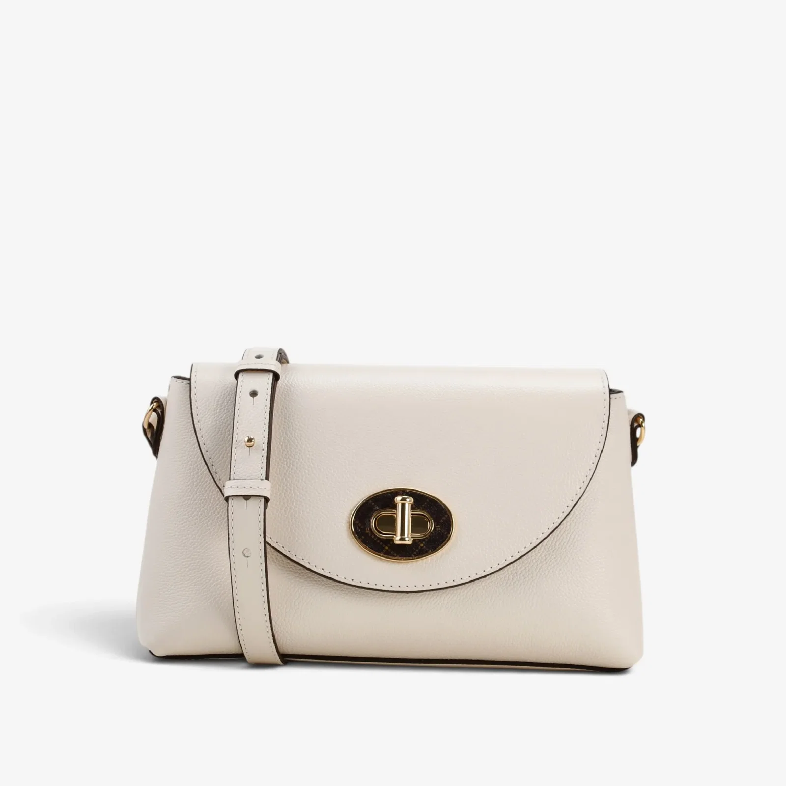 Bolsa Transversal Off White Algodão Couro