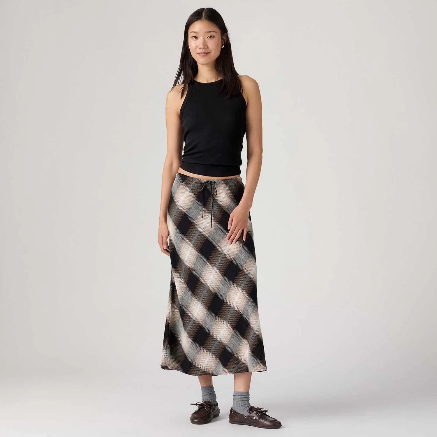 Saia Levi's® Noemi Midi Xadrez Preta — imagem 1