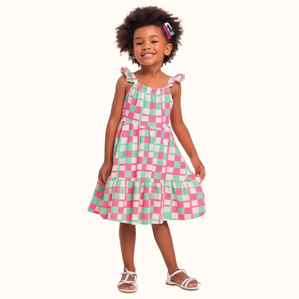 Vestido xadrez em malha florence de alcinha — imagem 1