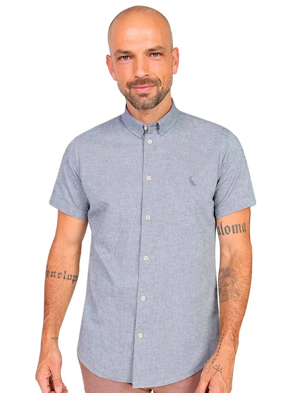 Camisa Reserva Masculina Manga Curta Oxford Color Azul Royal Mescla — imagem 1