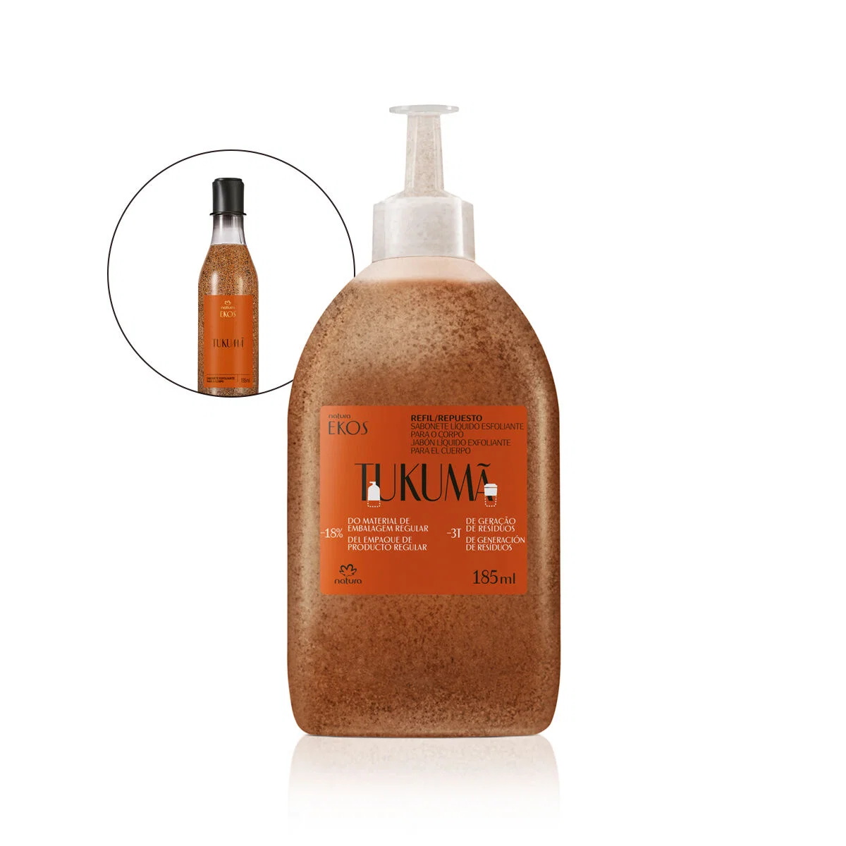 Refil Sabonete Líquido Esfoliante Corporal Ekos Tukumã 185 ml