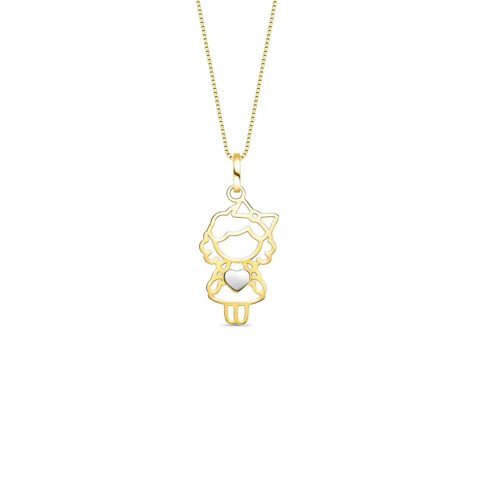 Pingente Menina Coração em Ouro Amarelo 18k — imagem 1