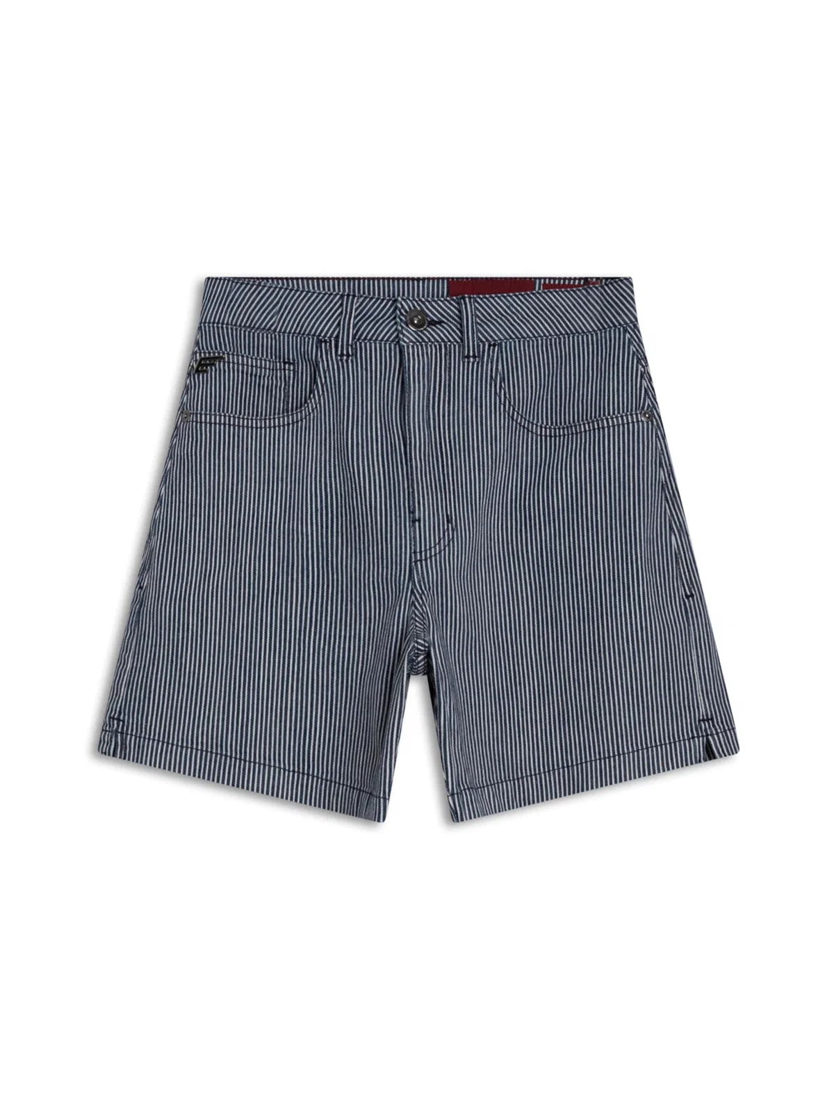 Short Stripe Denim Mom Marinho