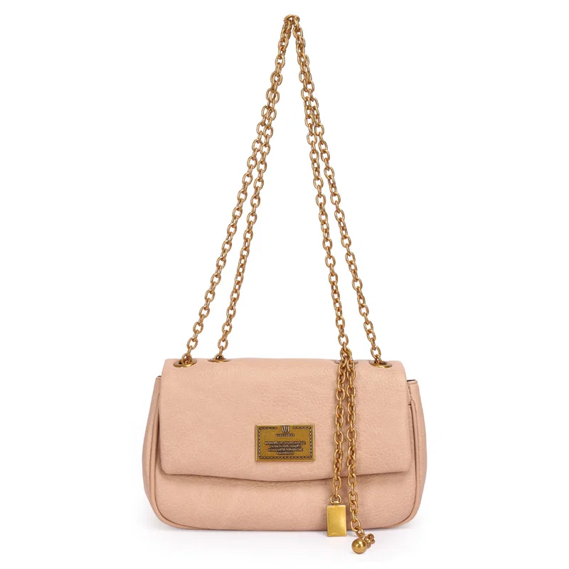 Bolsa Transversal Media Com Alca Corrente E Detalhe Pingentes