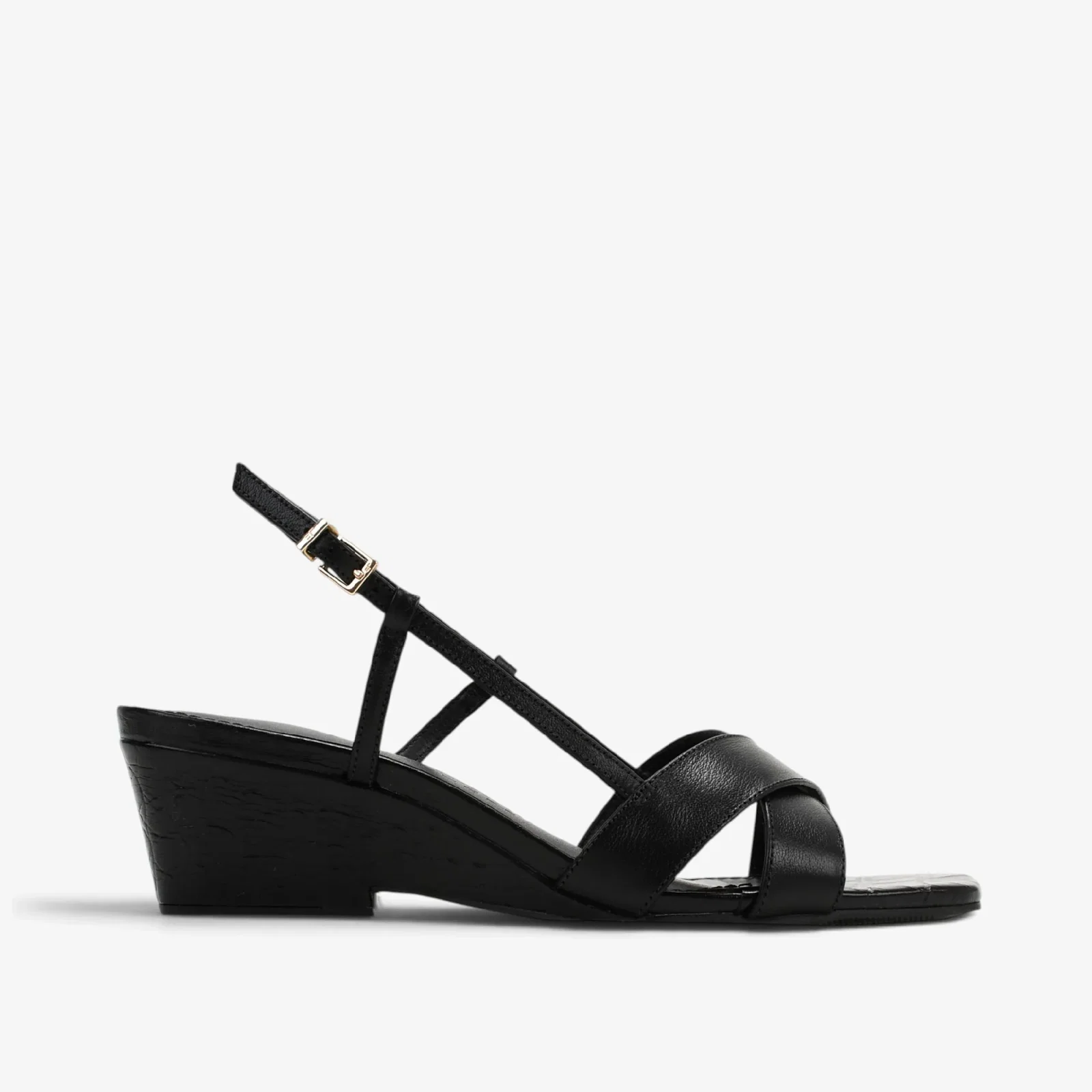 Sandália Preto Couro Snake
