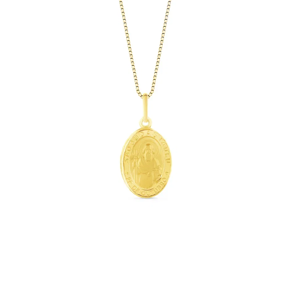 Pingente Medalha São Judas em Ouro Amarelo 18k — imagem 1