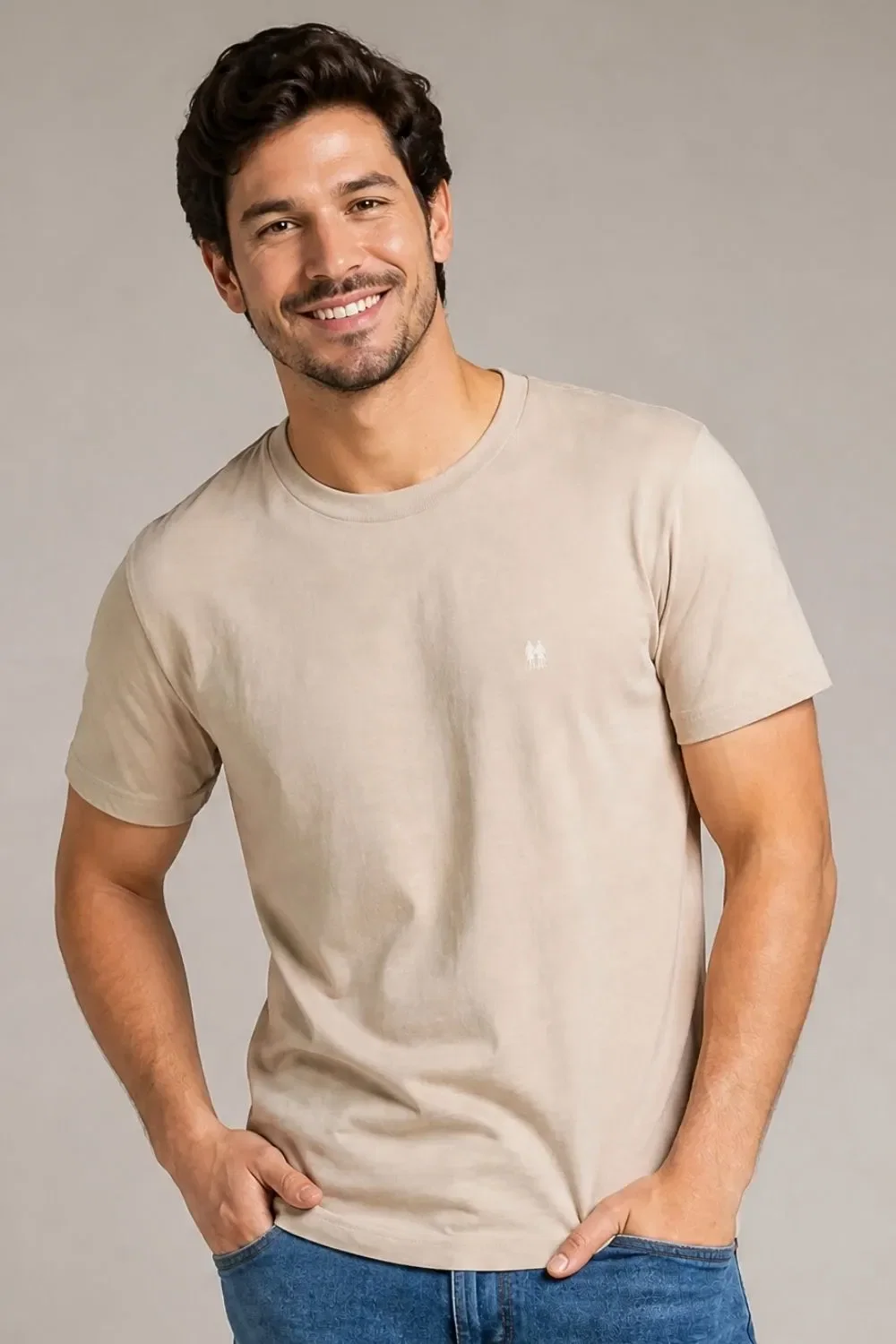Camiseta Masculina Algodão Básica Polo Wear Bege