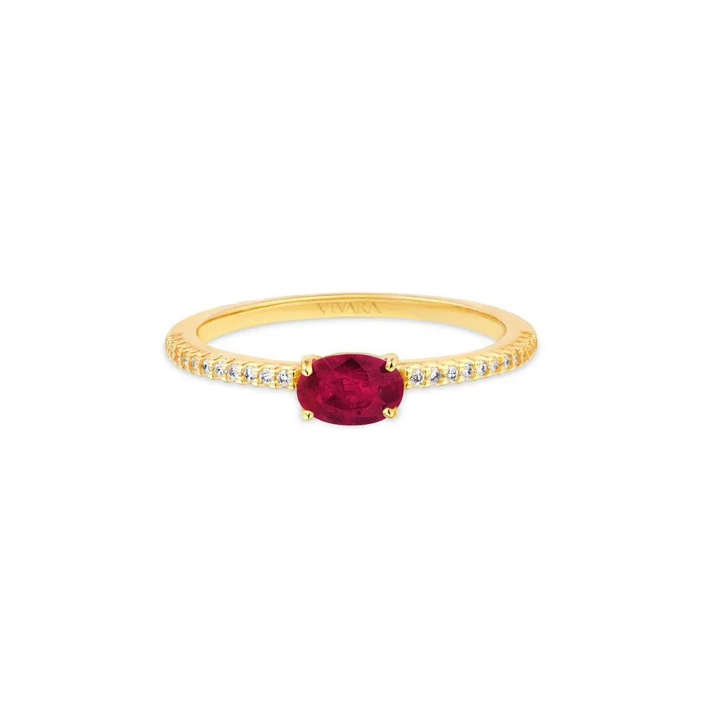 Anel Cores em Ouro Amarelo 18k com Rubi e Diamantes