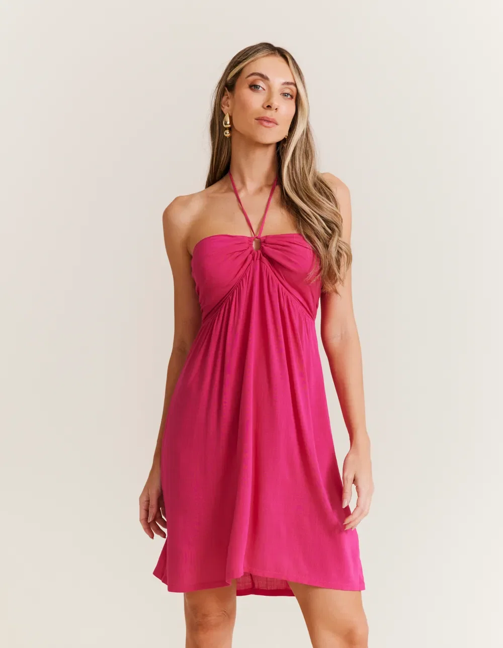 Vestido Curto Detalhe No Busto - Pink