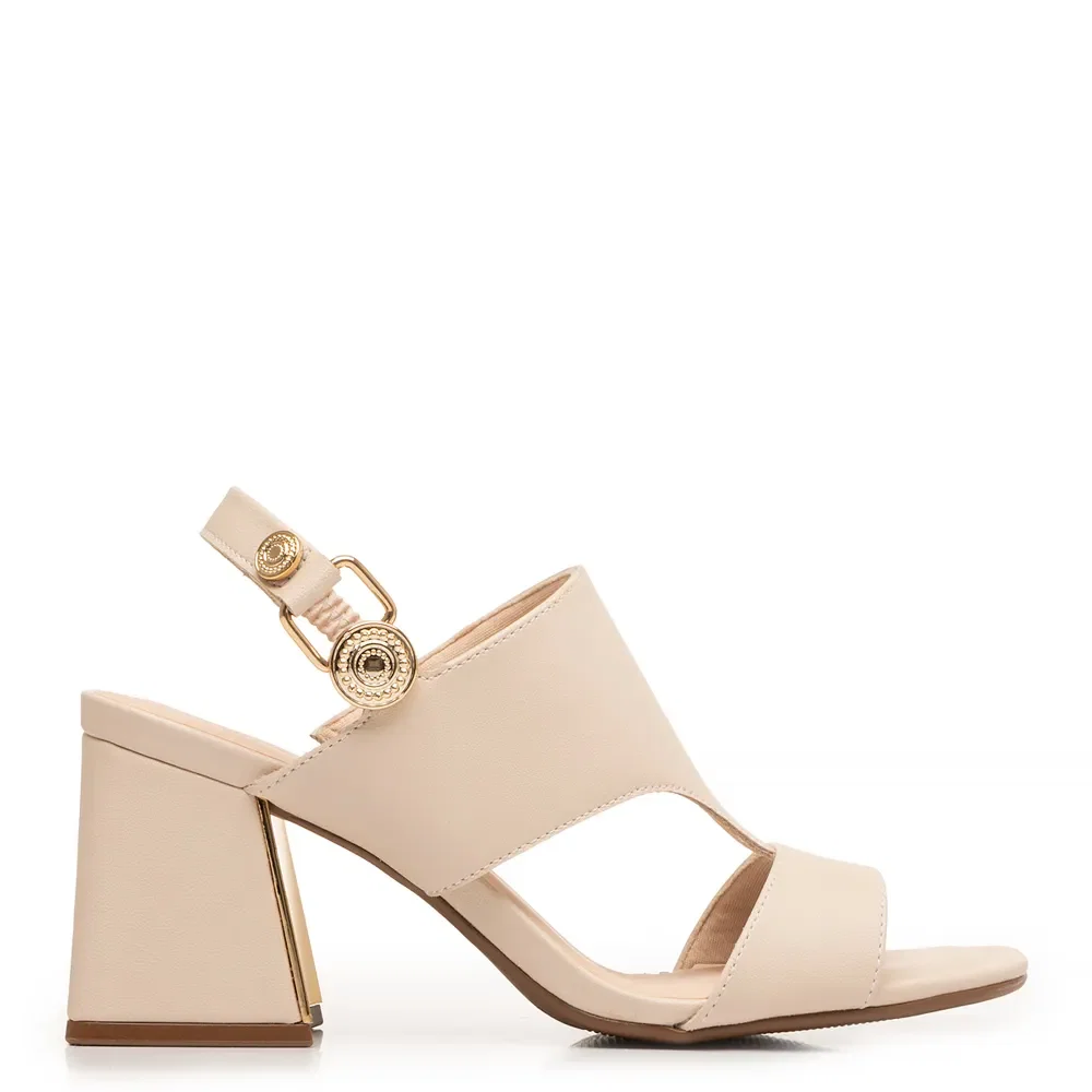Sandália Off White Salto Cromado — imagem 1