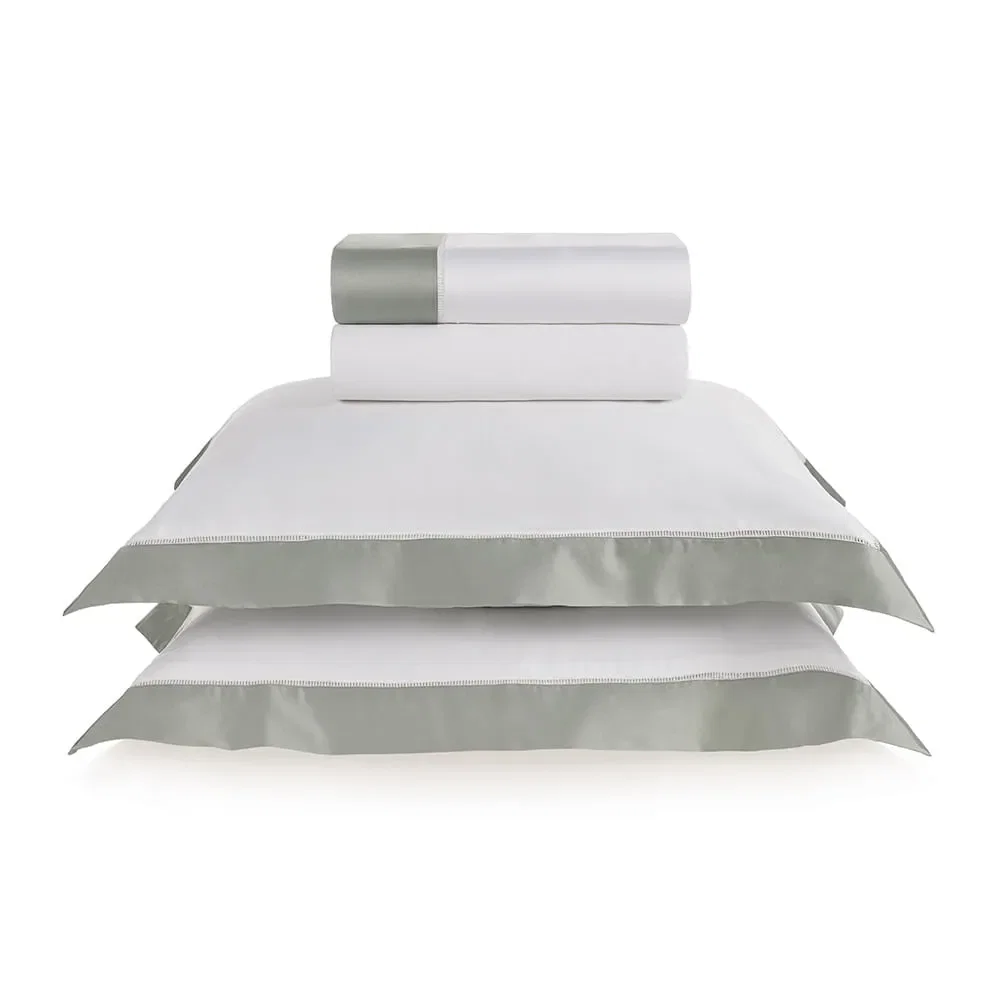 Jogo de cama Queen 600 fios Cetim Pariolli Branco / Platino